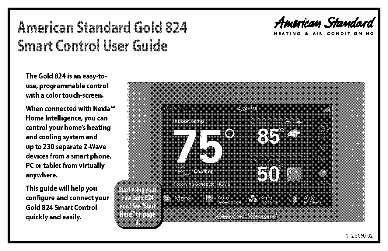 american standard thermostat screen blank