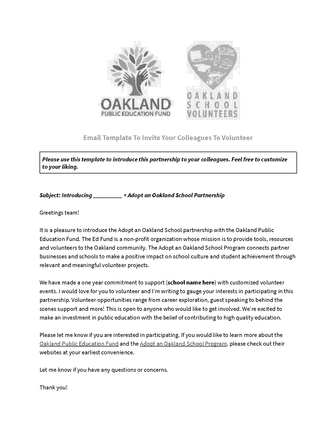 letter asking for volunteers template