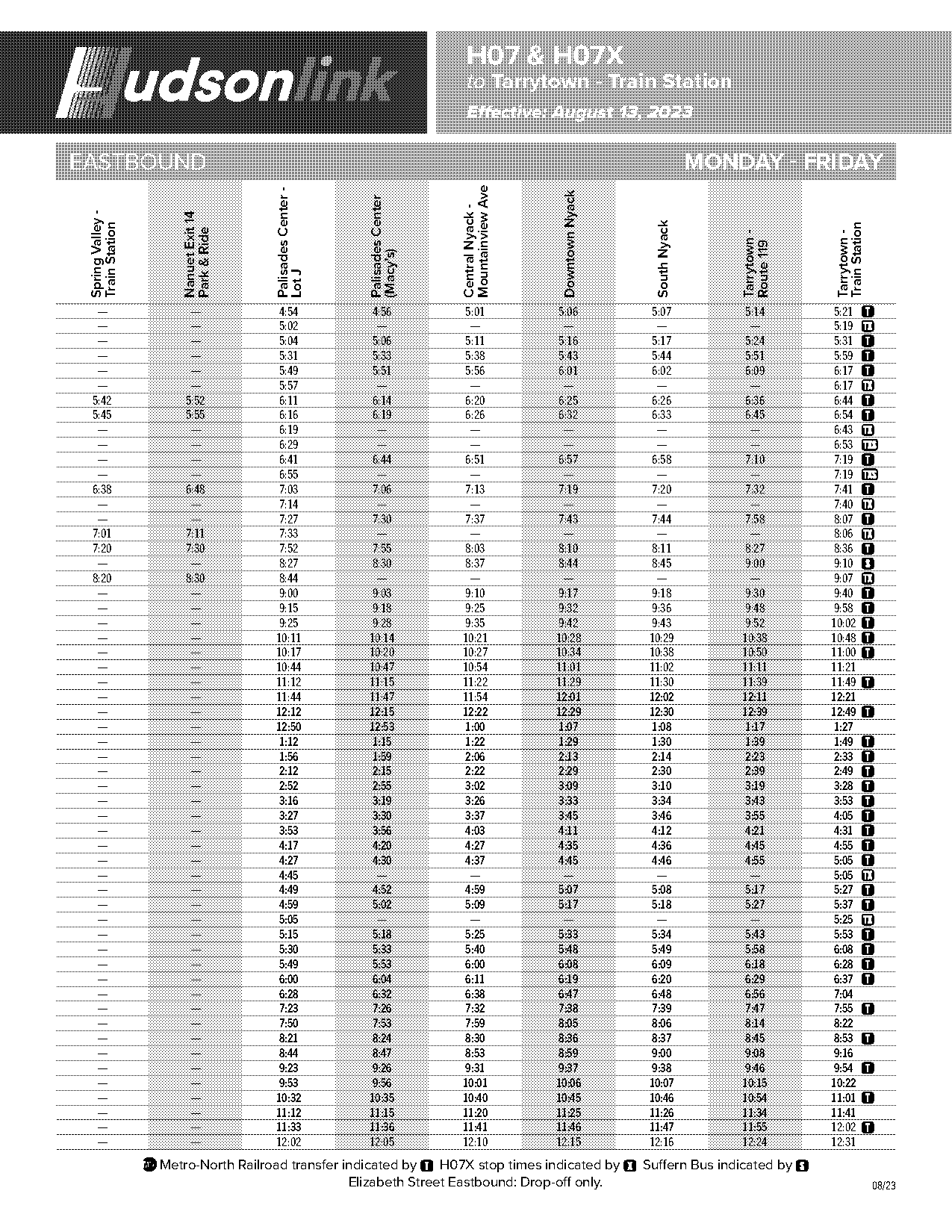 hudson link bus schedule