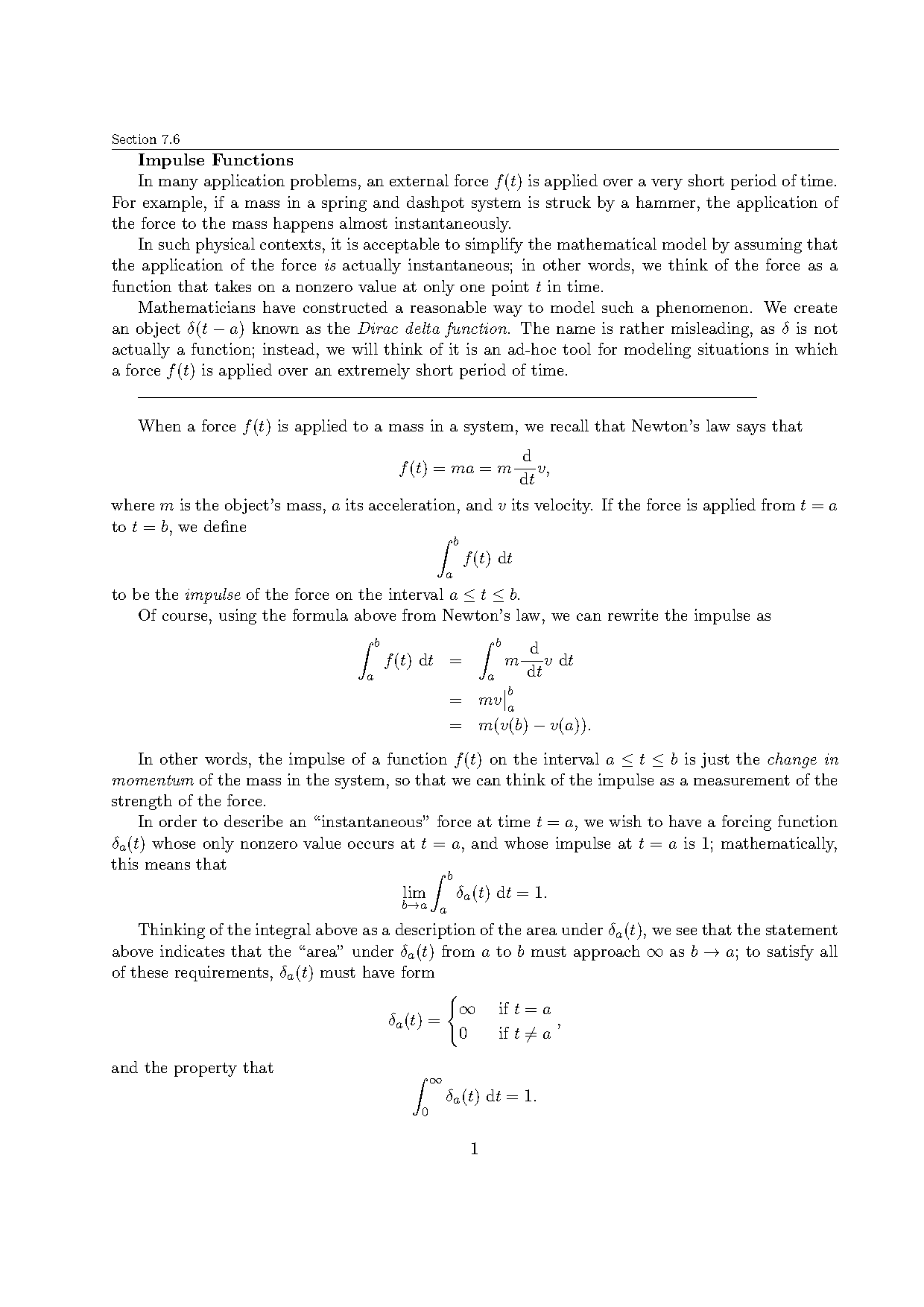 example delta function force