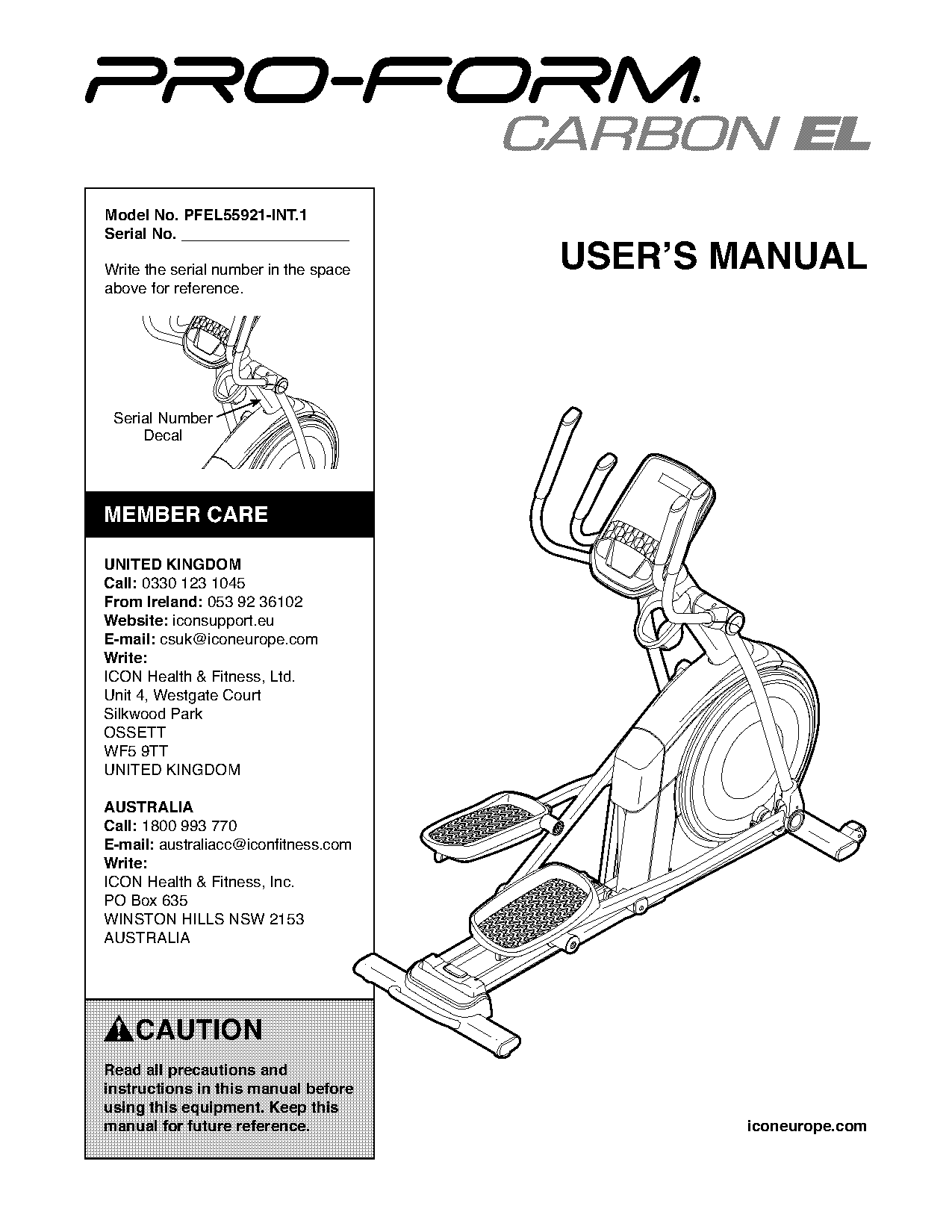 proform hybrid elliptical trainer manual