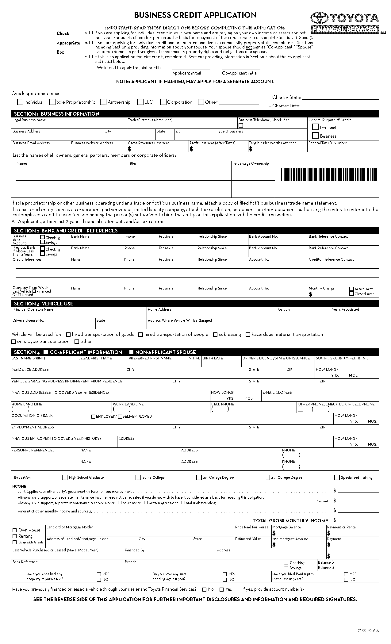 commercial credit application form pdf