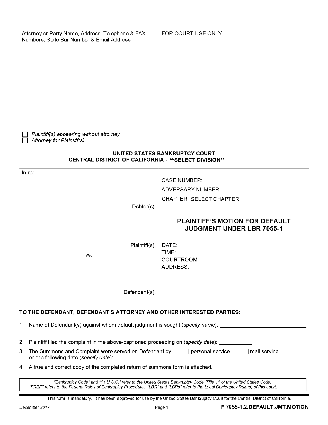 entry of a default judgment bankruptcy