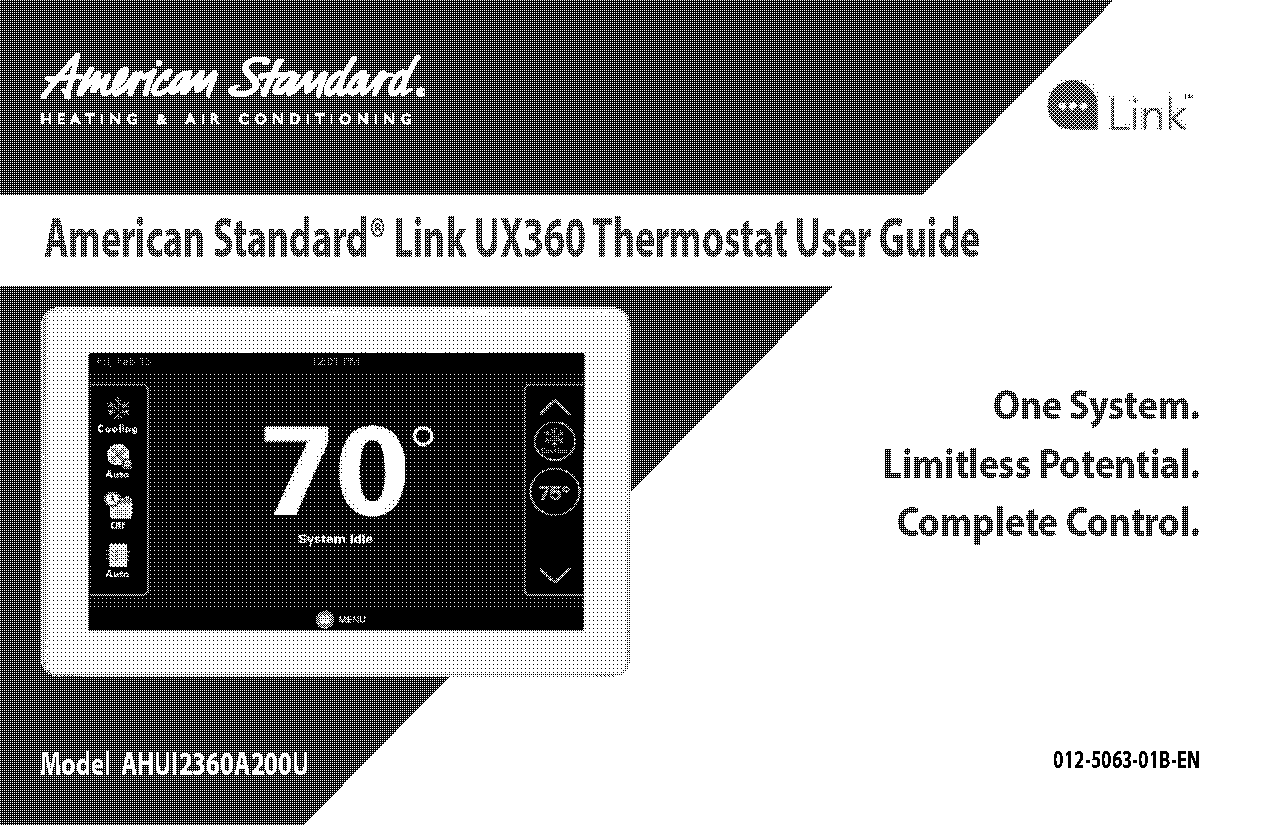 american standard thermostat screen blank