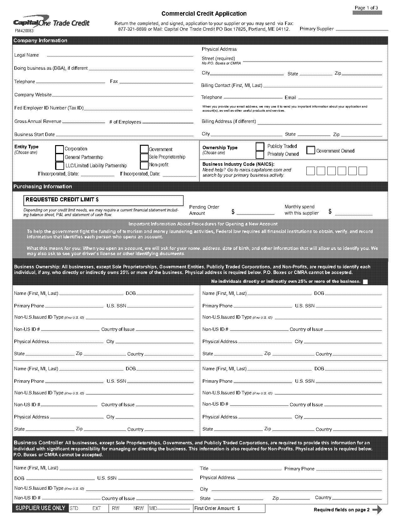 commercial credit application form pdf