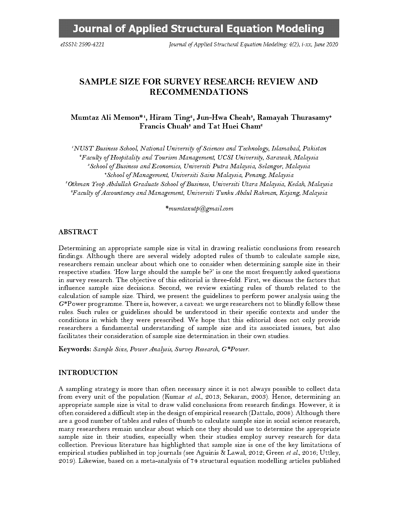 sample size calculation for small population