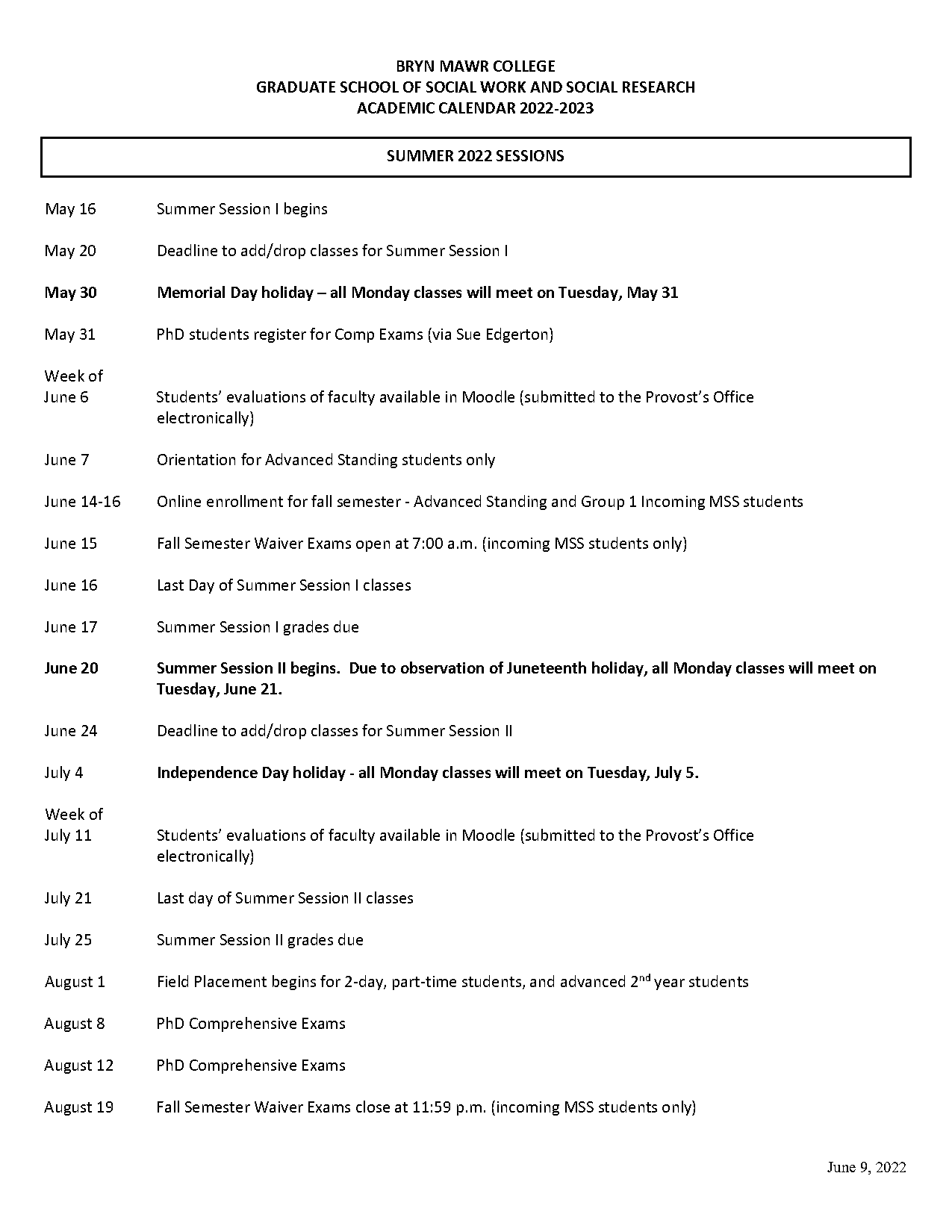 brynmawr comp term dates