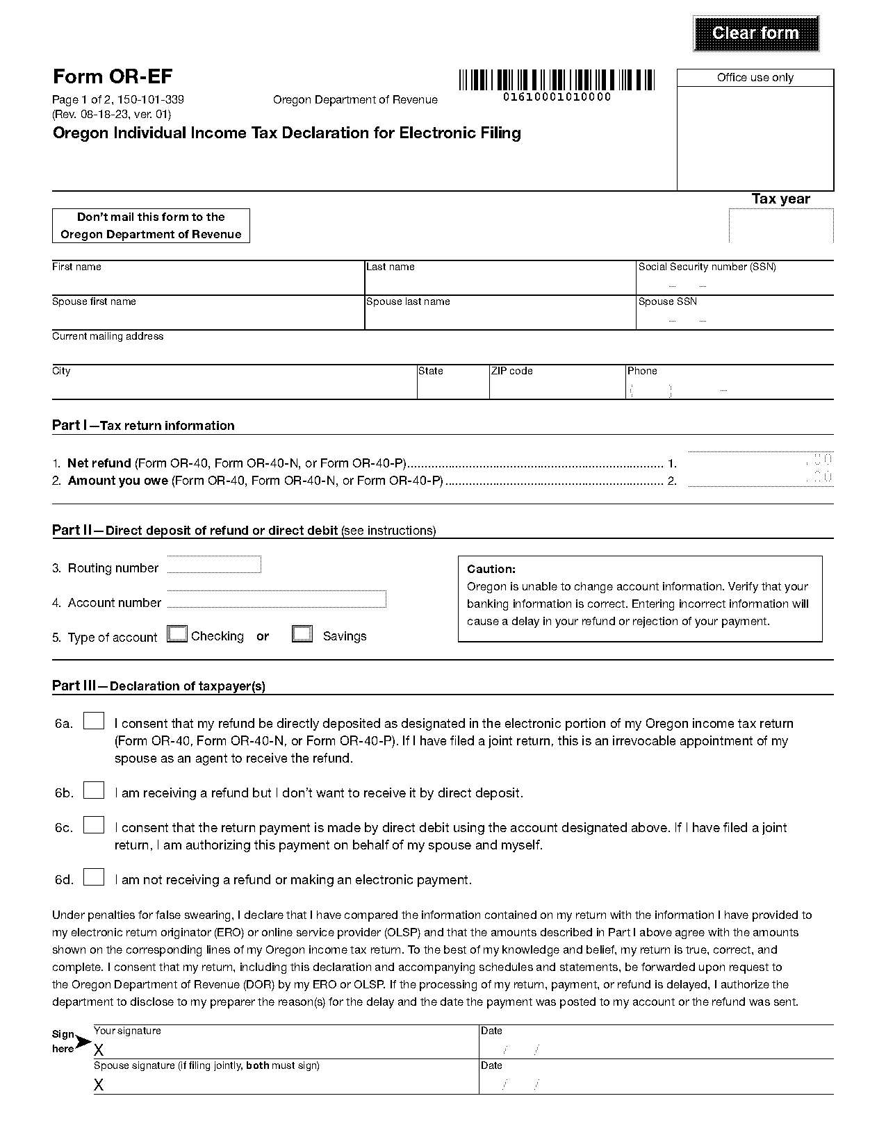 income tax self declaration form