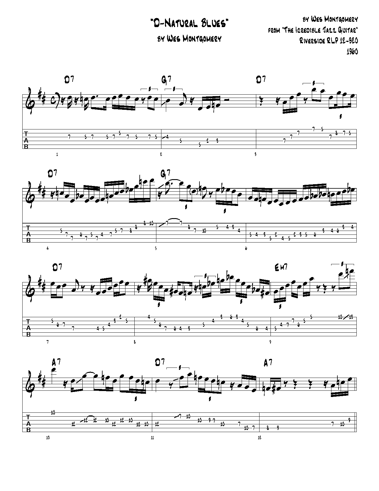 wes montgomery full house transcription pdf