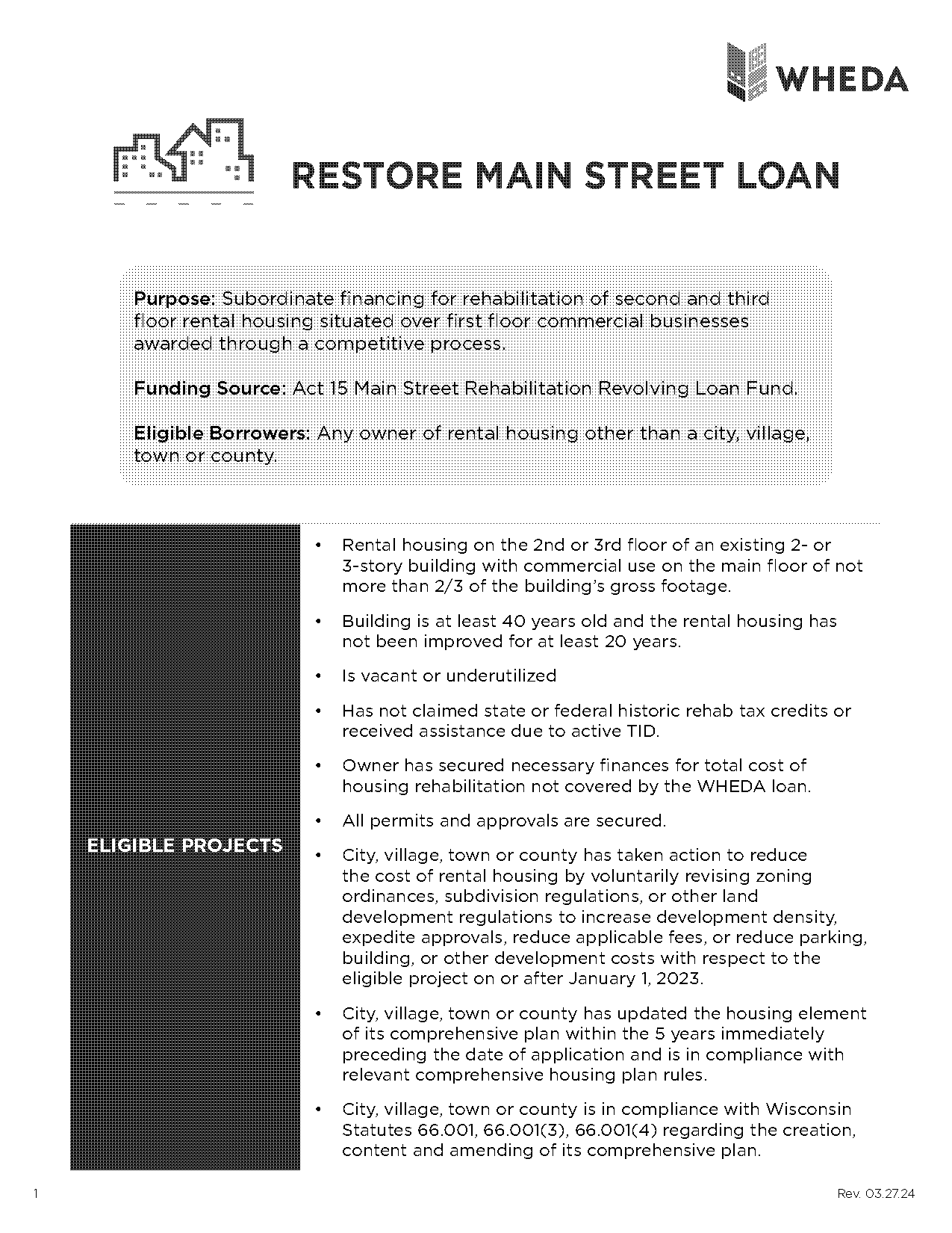 main street loan program term sheet