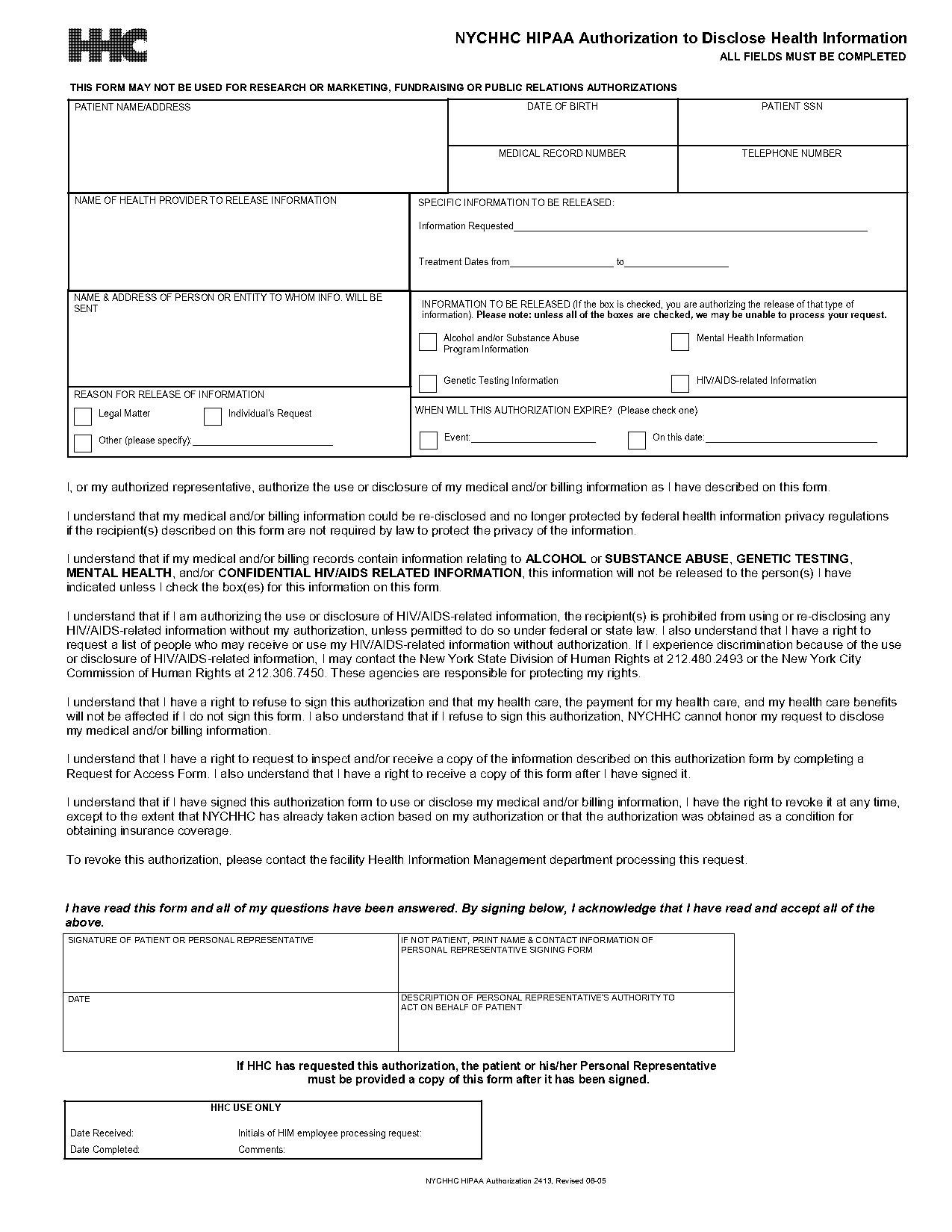 hipaa patient consent form nyc