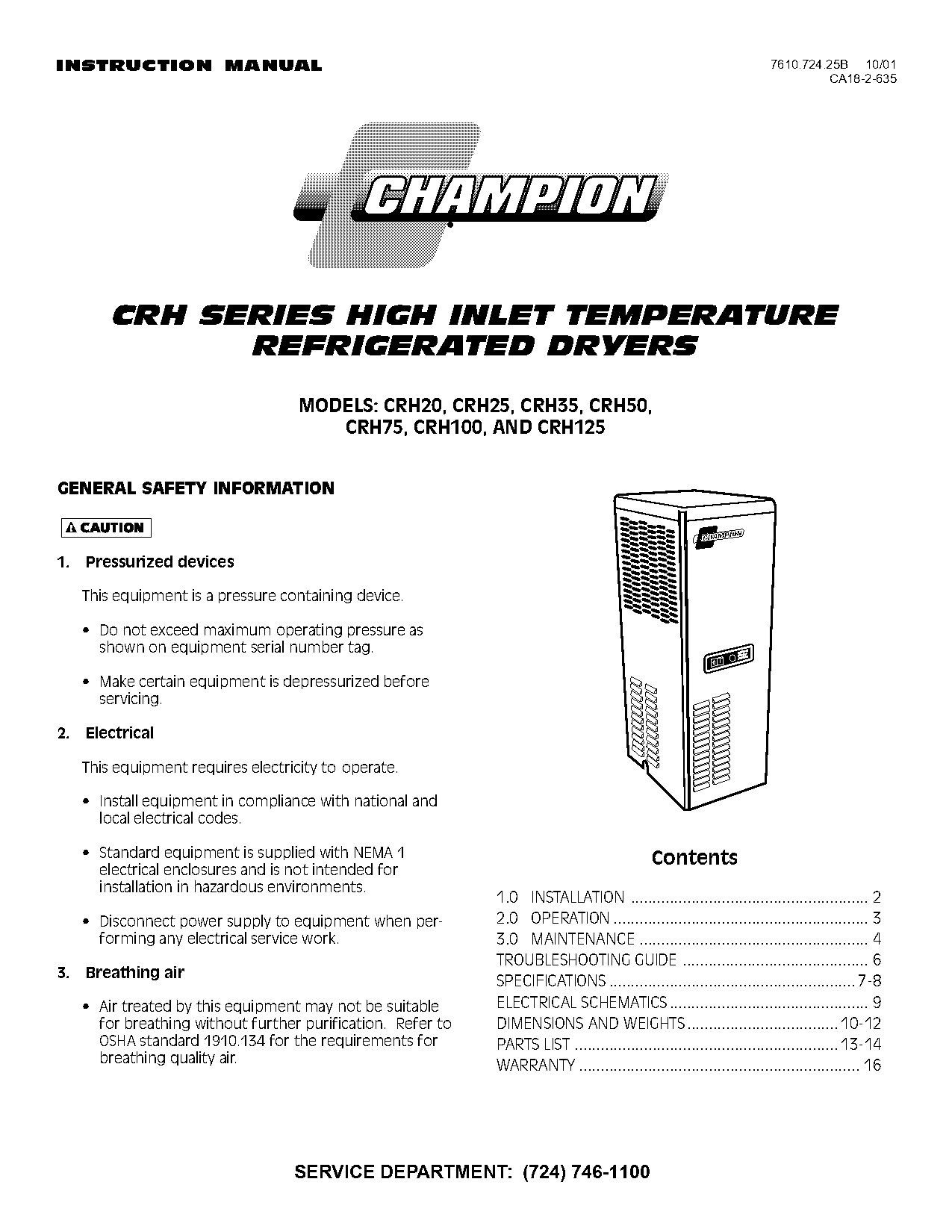 champion air dryer service manual