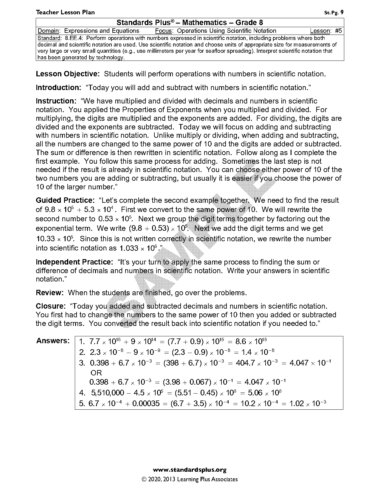 detailed lesson plan in scientific notation pdf