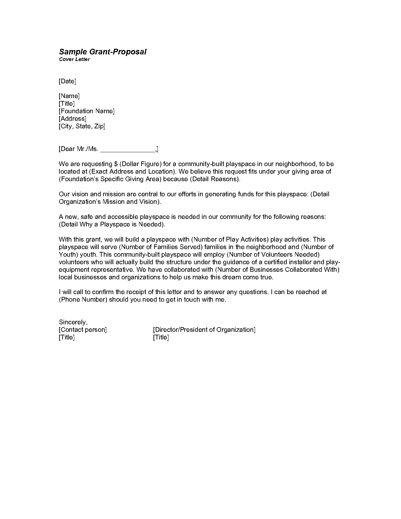 sample cover letter for a proposal