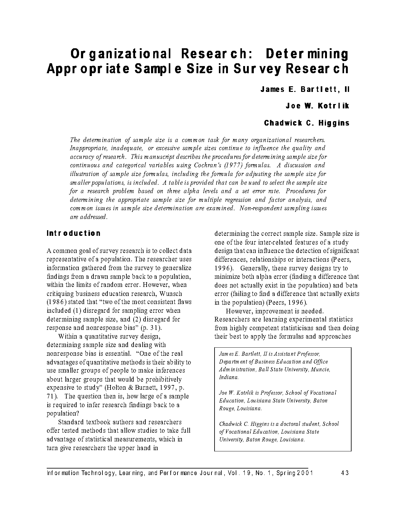 sample size calculation for small population