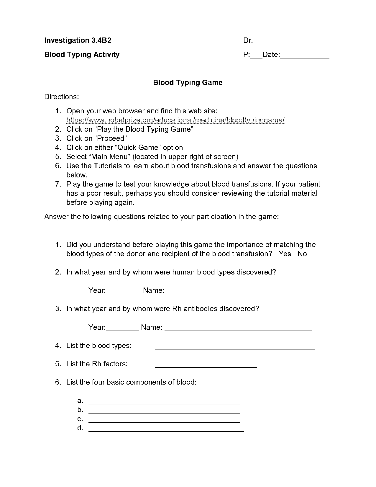 blood typing worksheet pdf