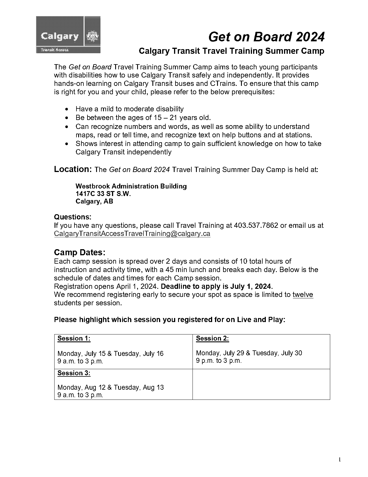 city of calgary summer camp waiver form