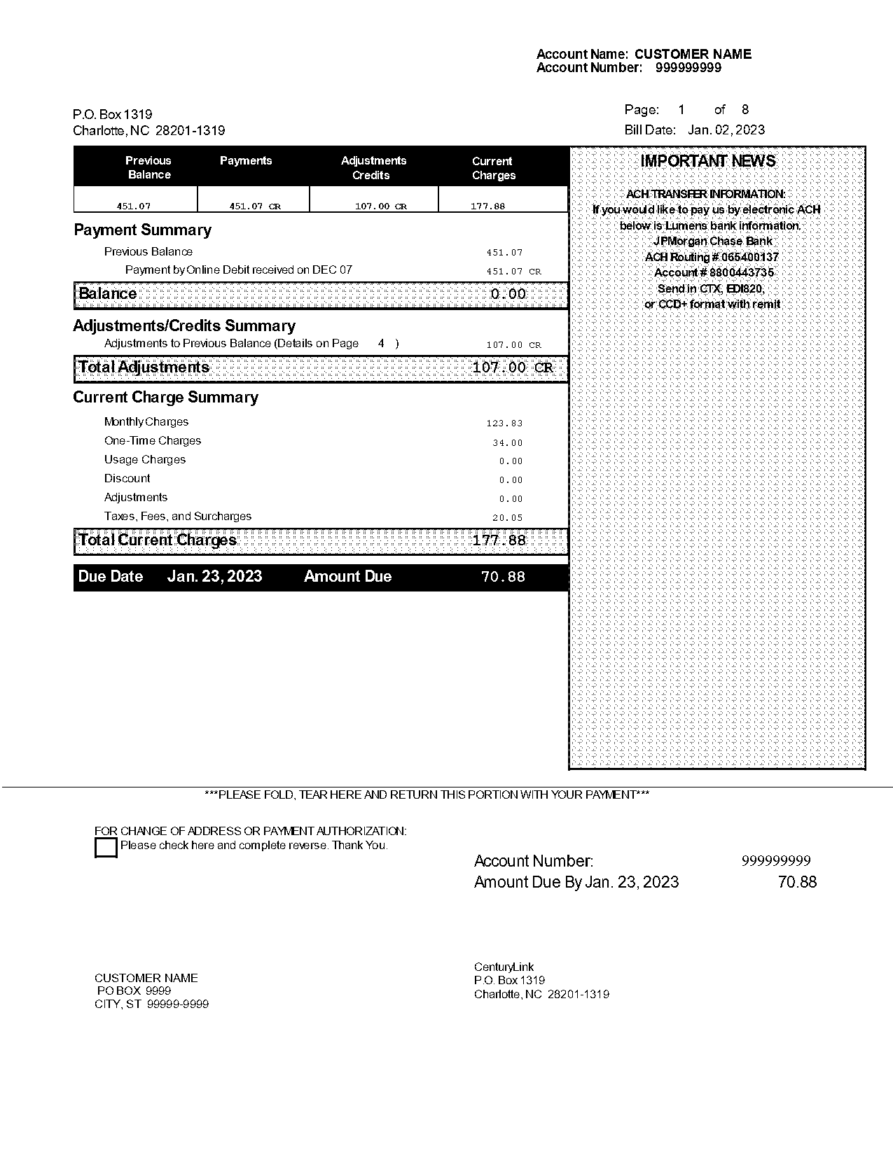 past invoices centurylink business