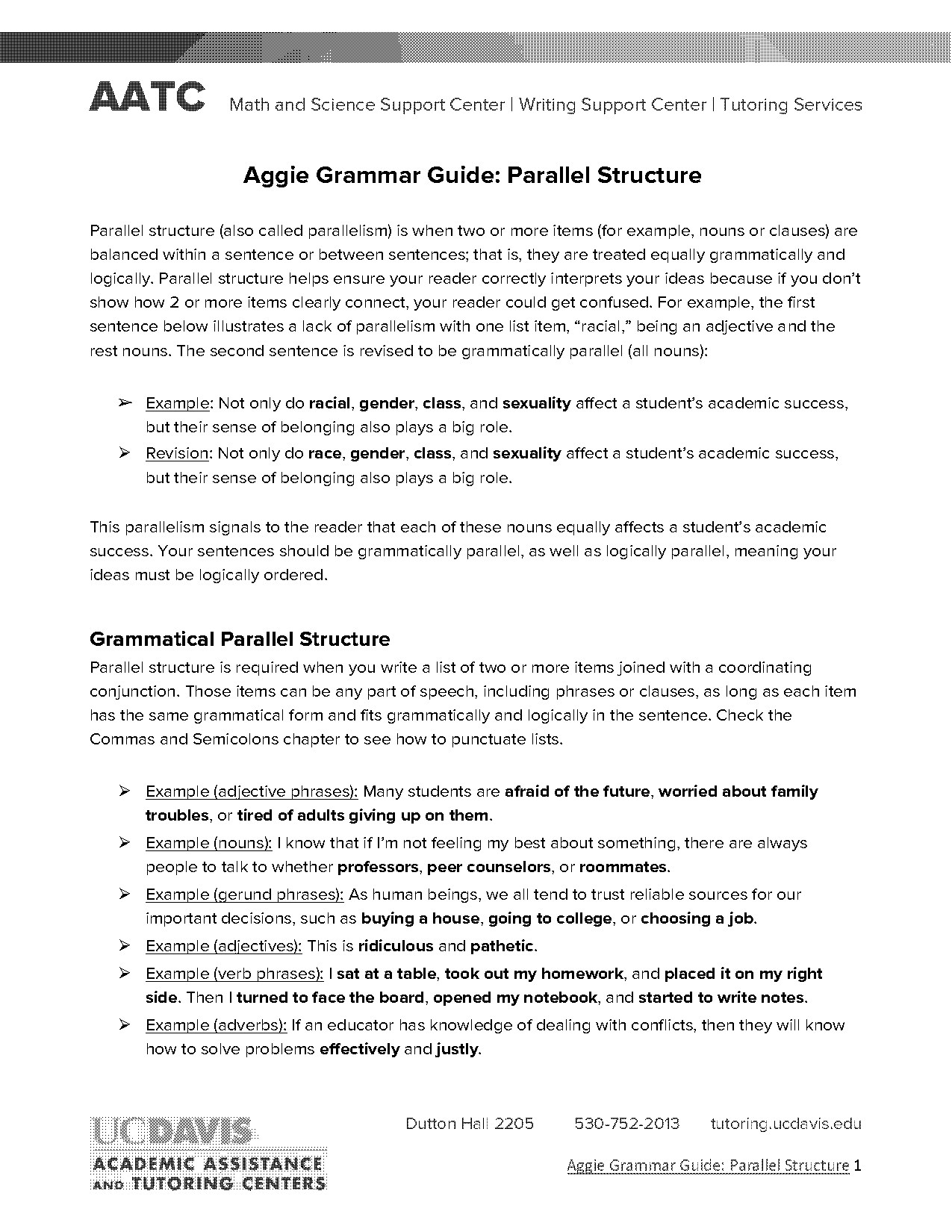 parallel structure example sentences