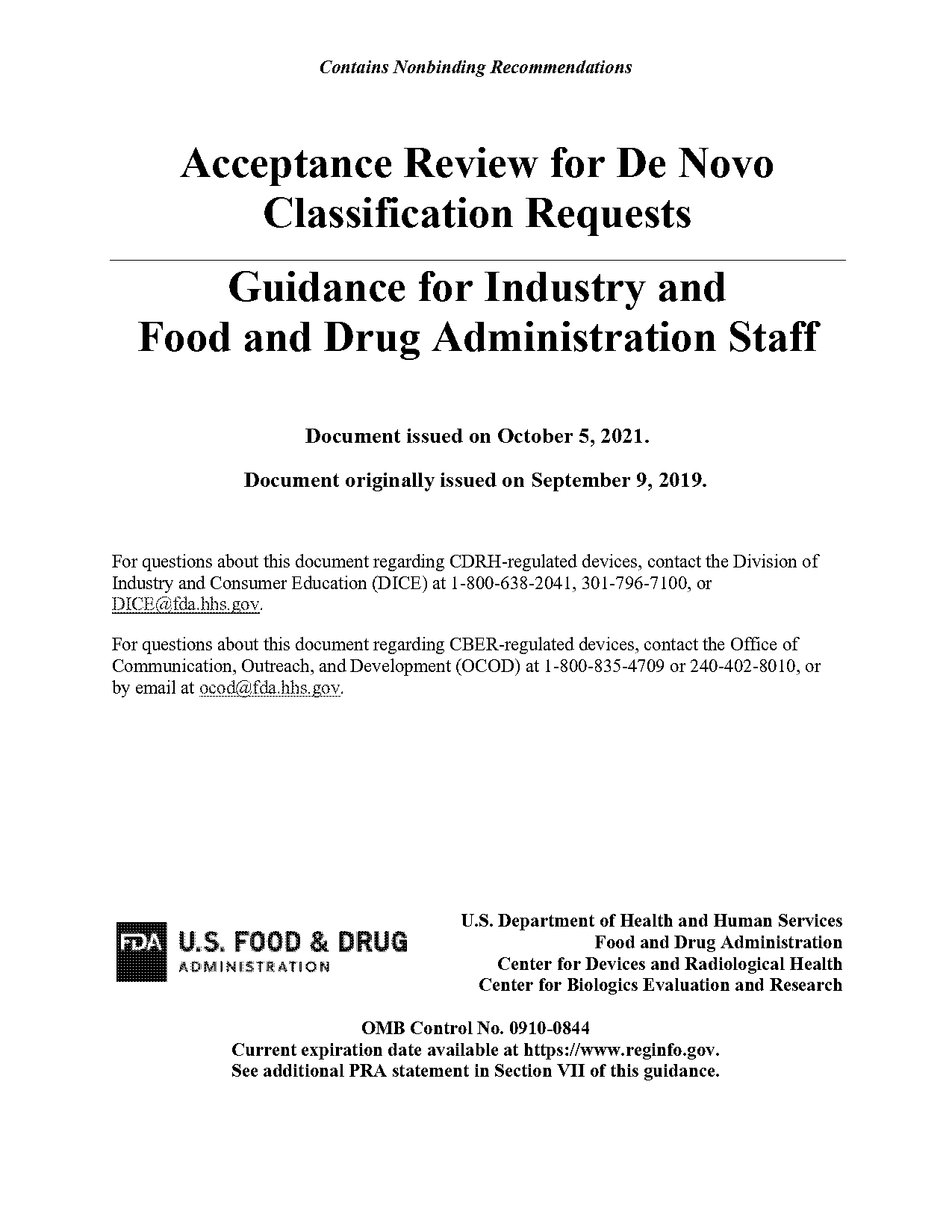 fda de novo guidance document