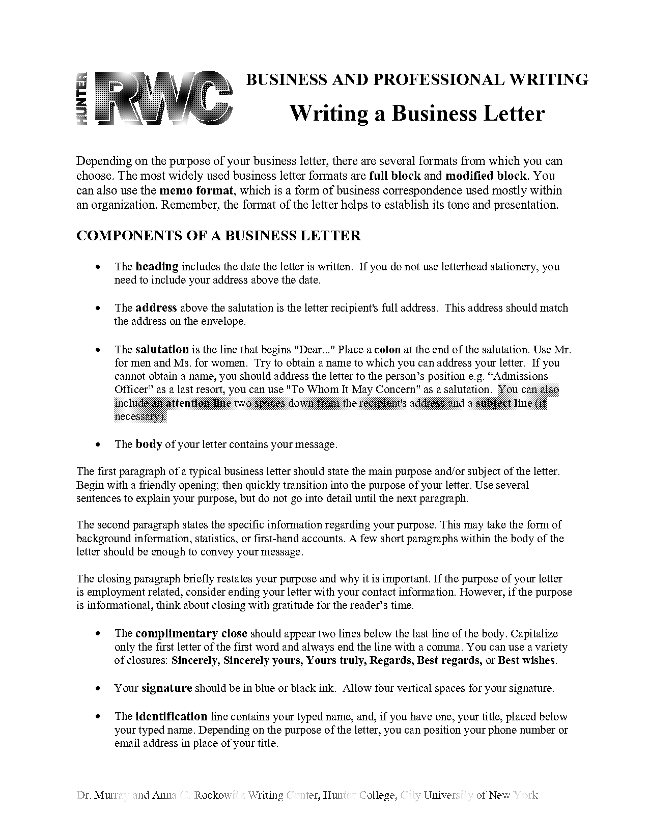 business letter template for re