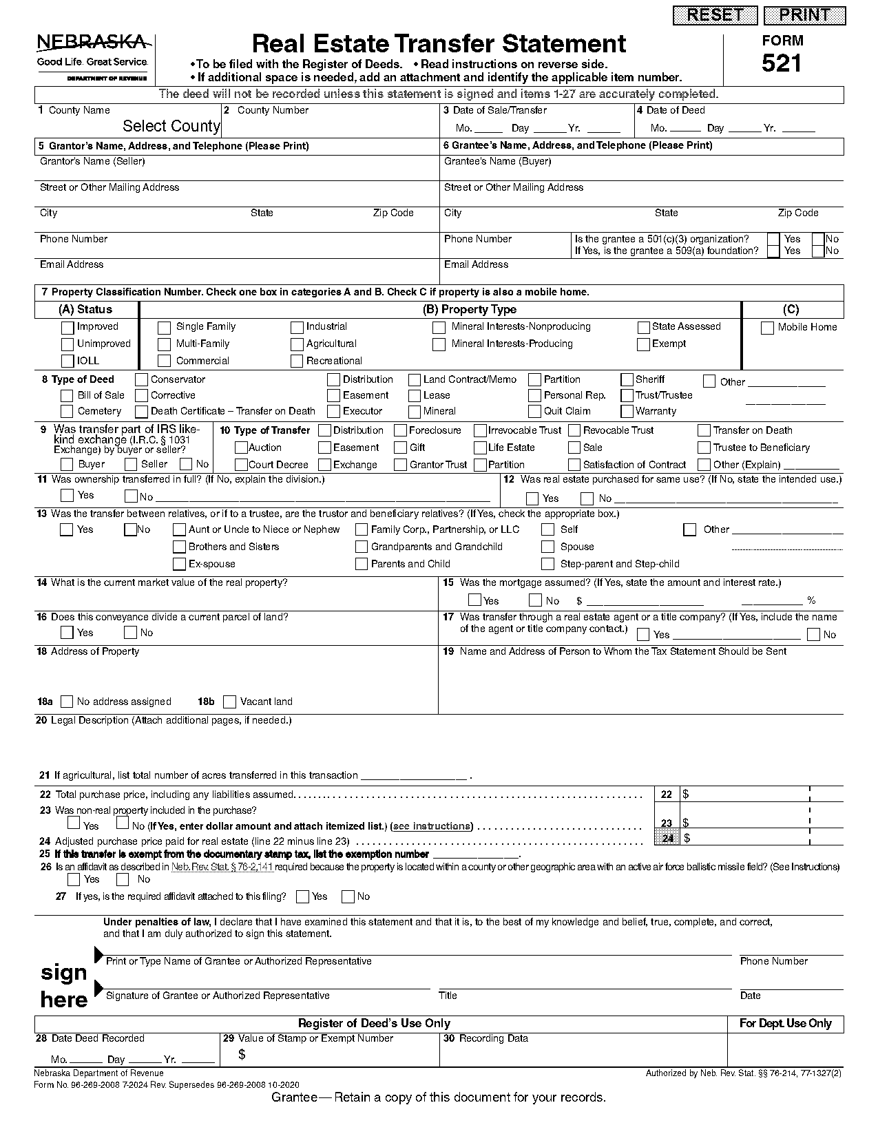 transfer of the ownership title real estate property