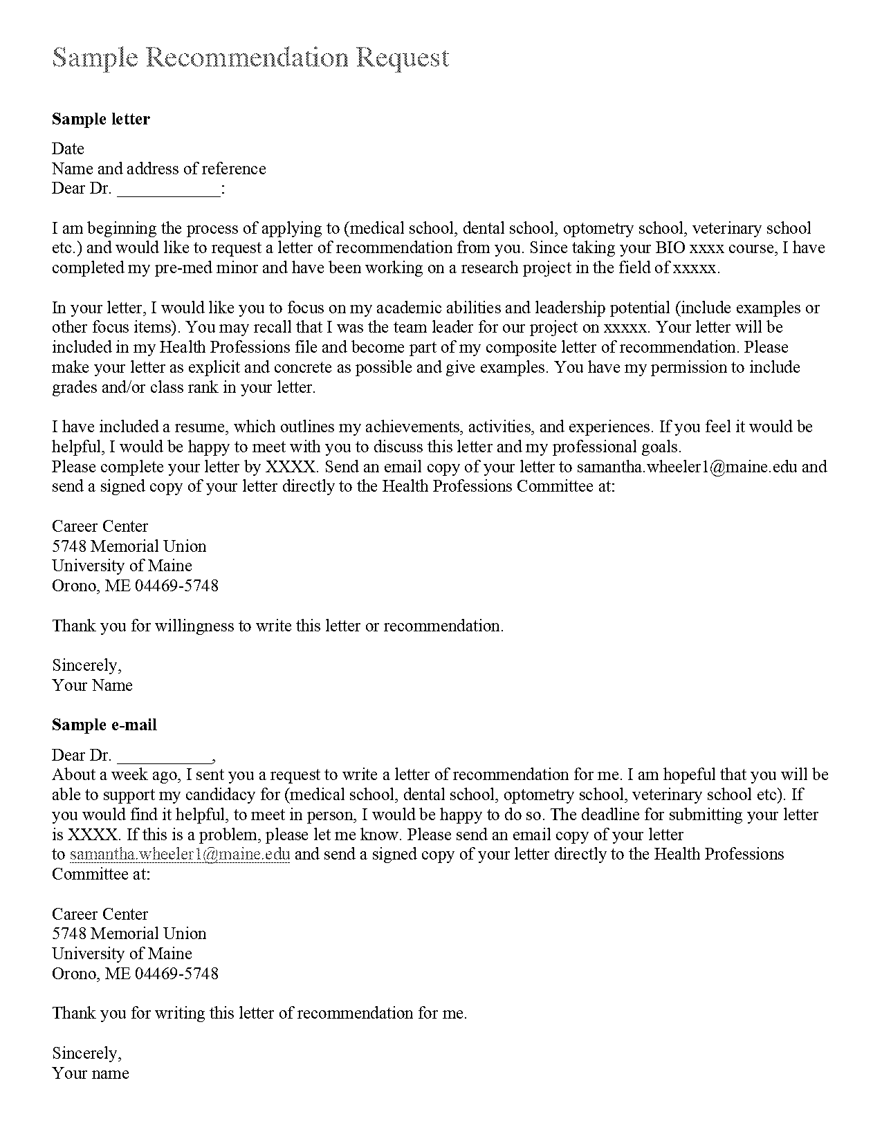 requesting a letter of recommendation example