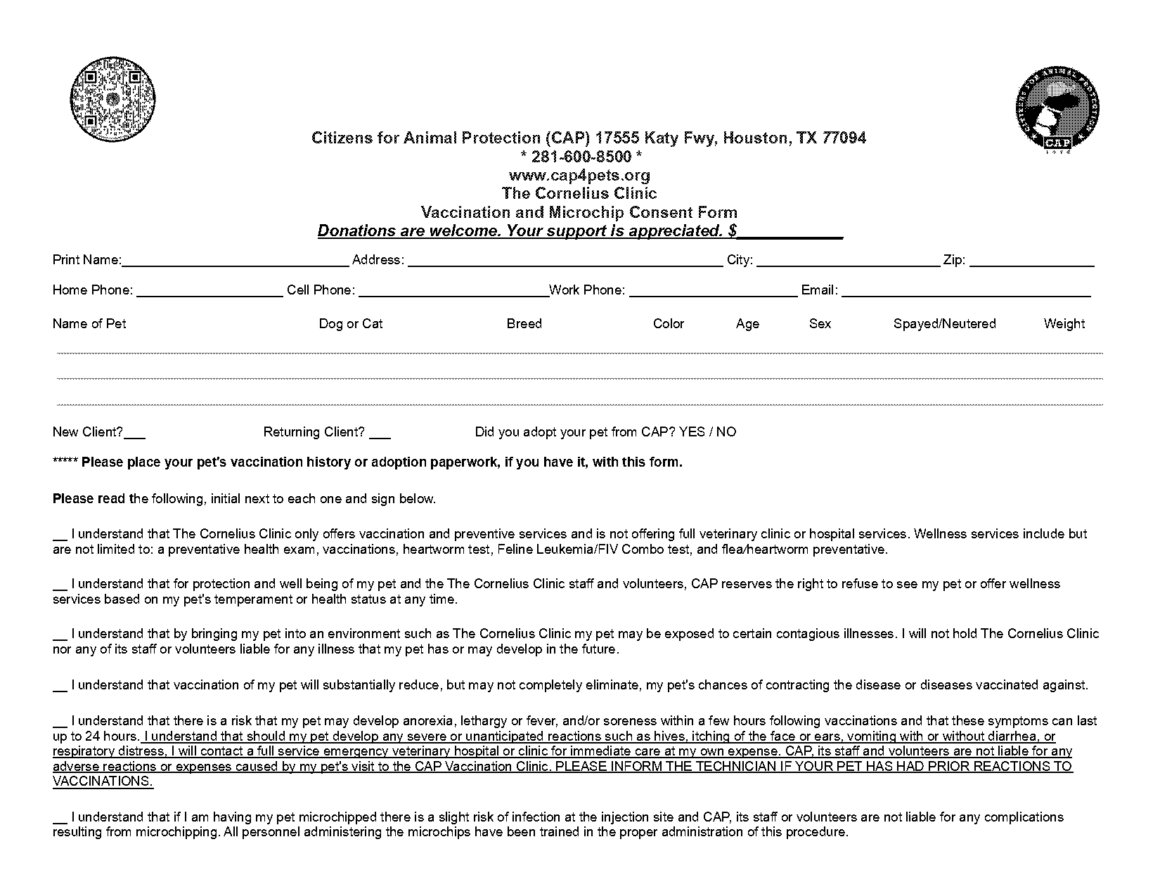 health and welness consent form