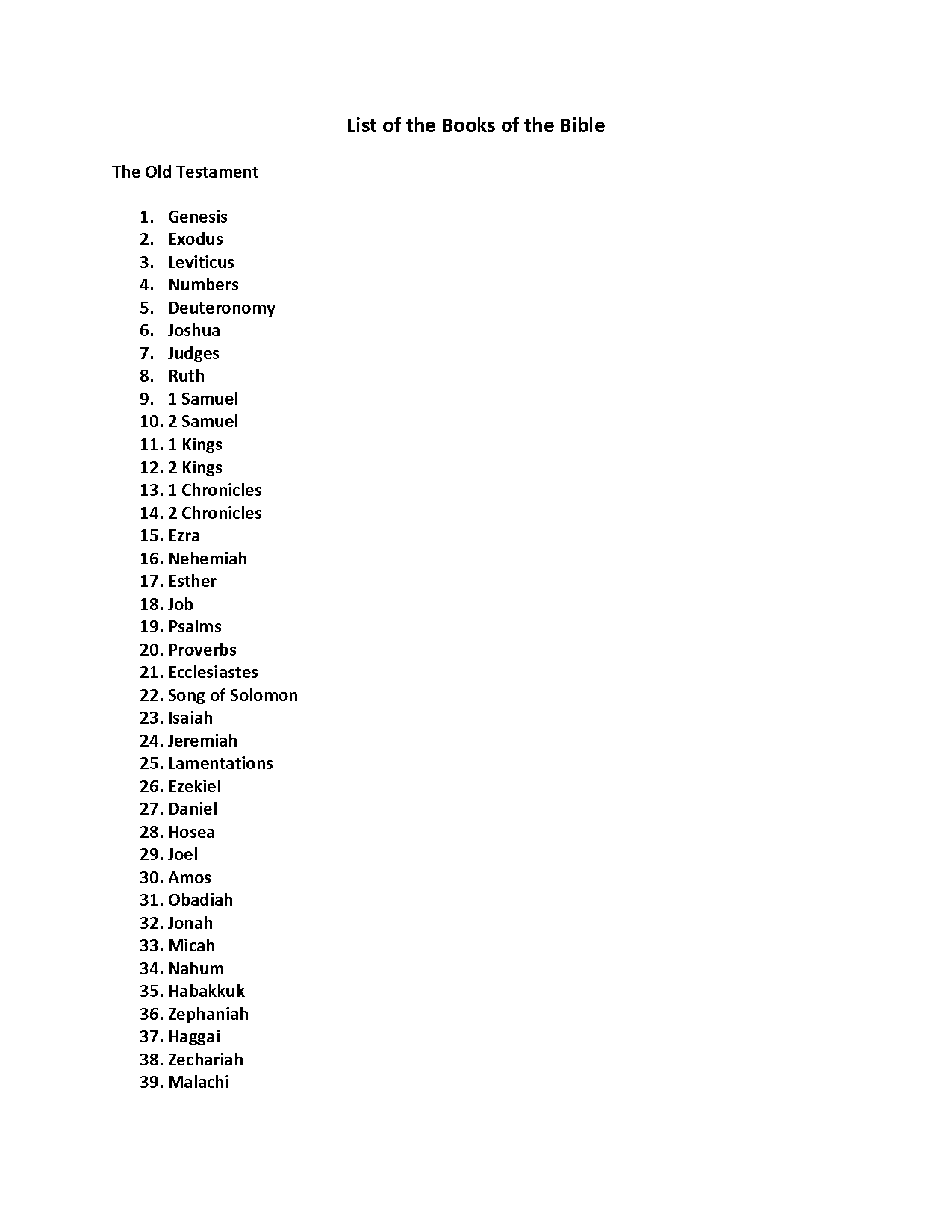 books of old testament list in order