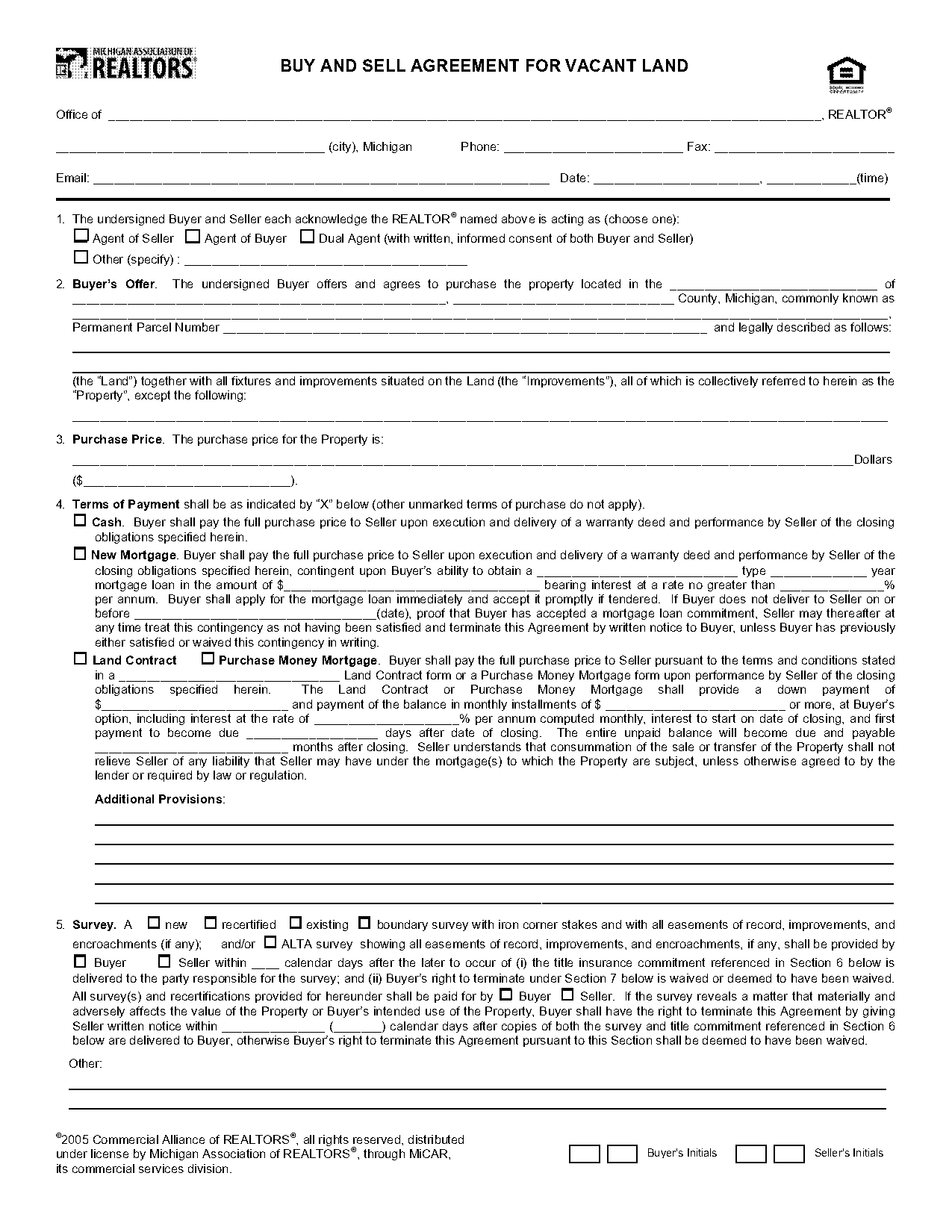 car vacant land purchase agreement sample