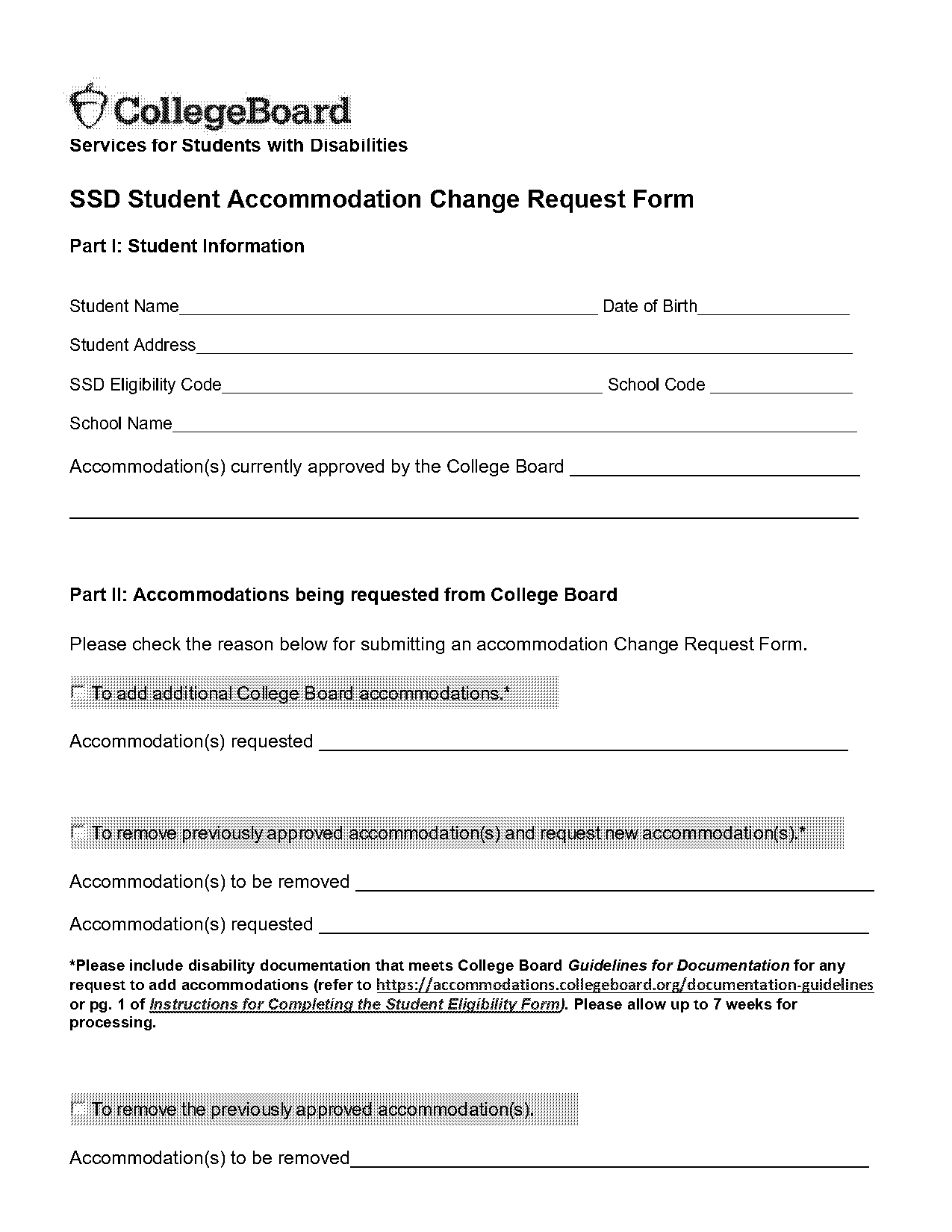 collegeboard accomodation request form