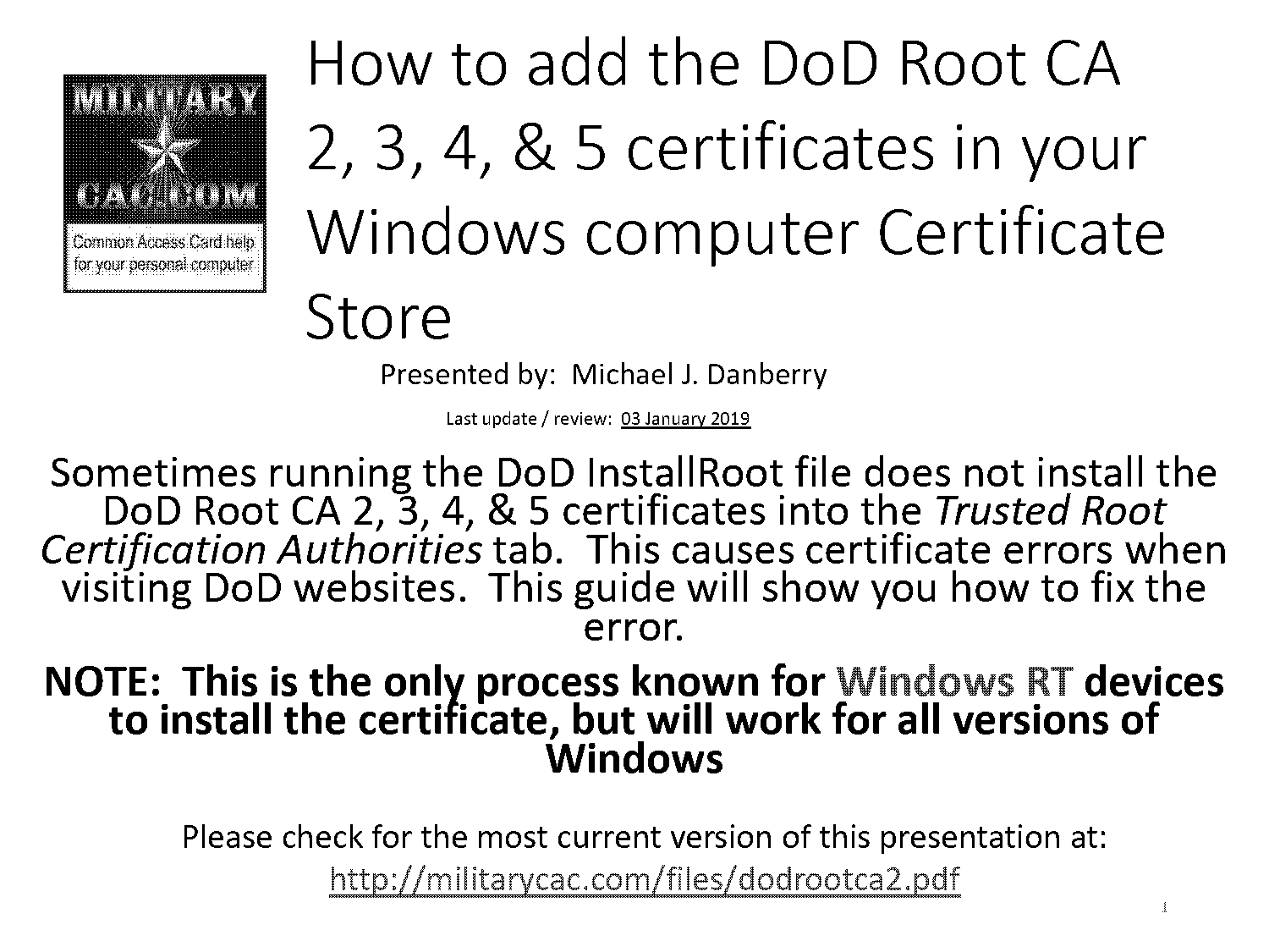 dod root certificate download