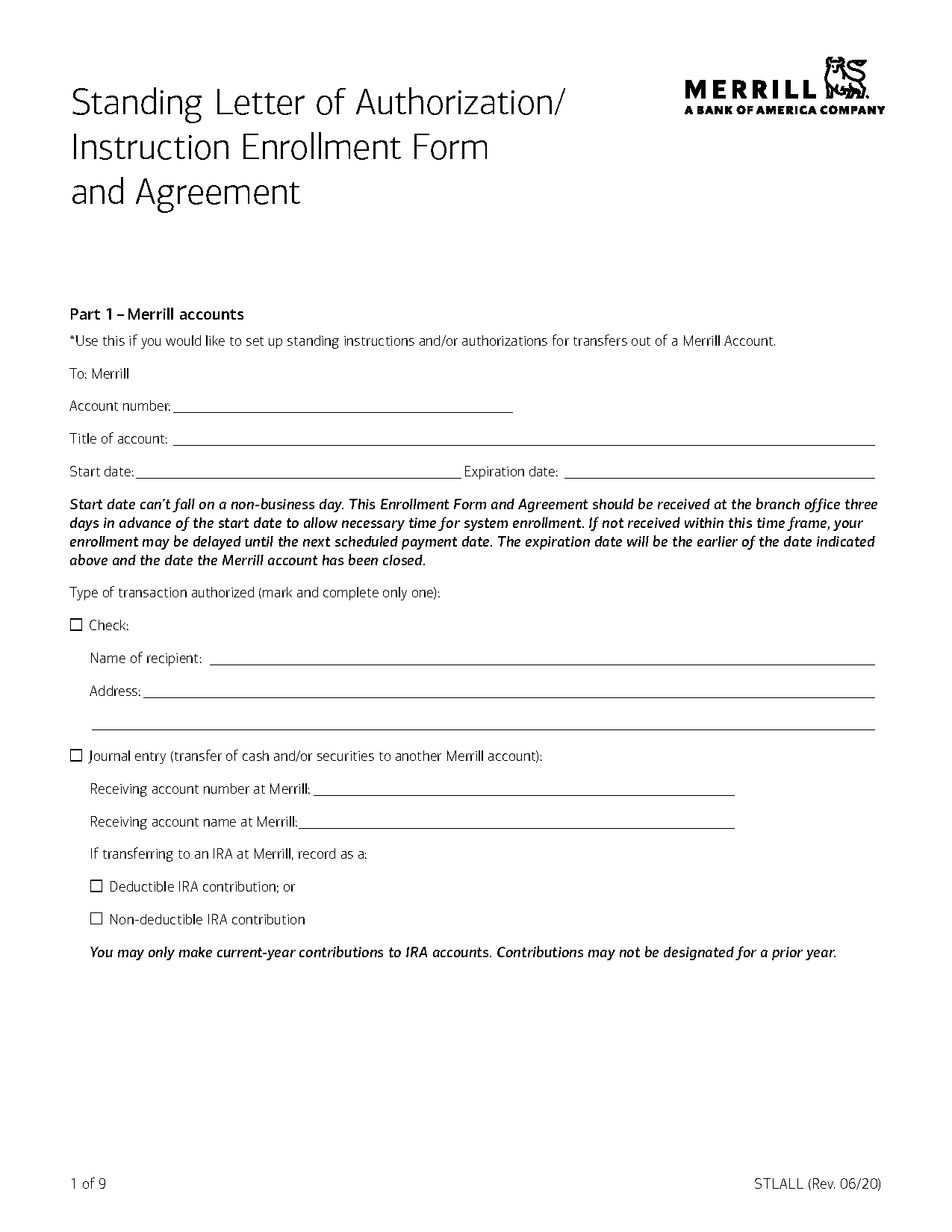 letter or authorization form for phone transfer