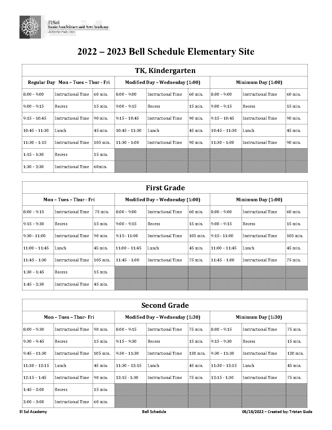 academy middle school bell schedule