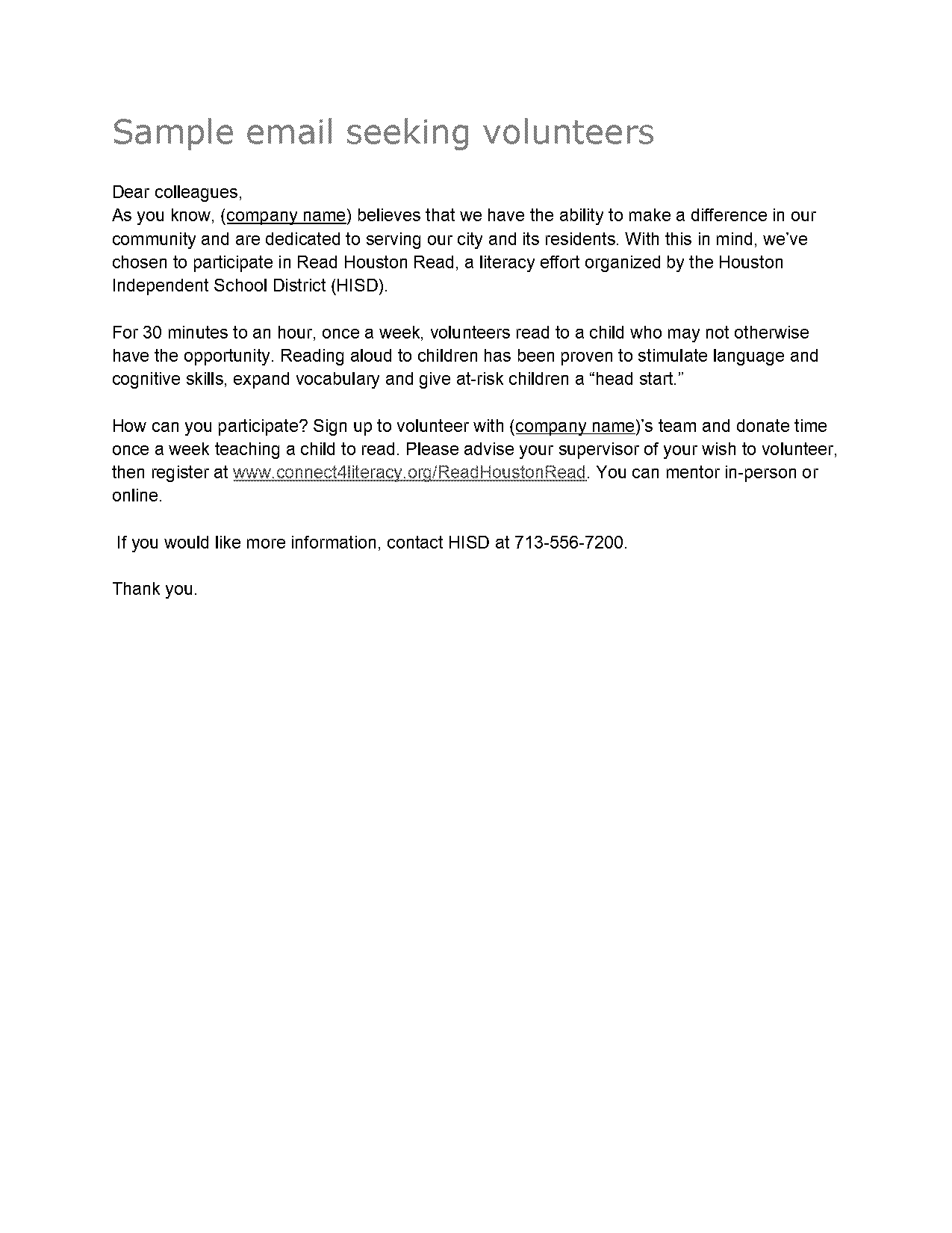 letter asking for volunteers template