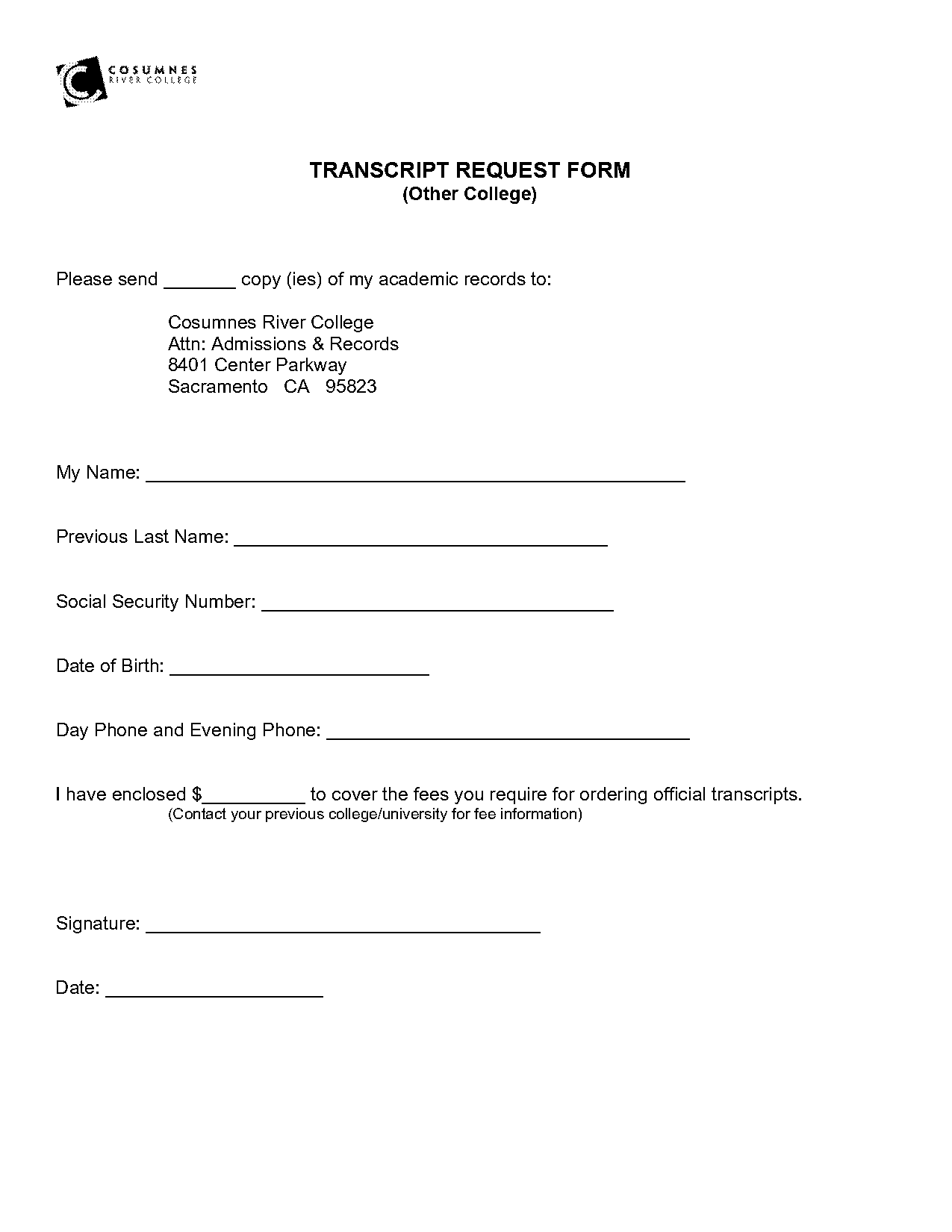 crc order official transcript