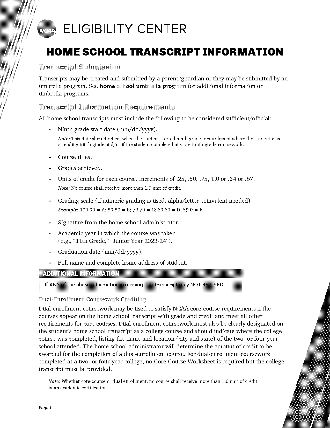 free junior high school transcript template