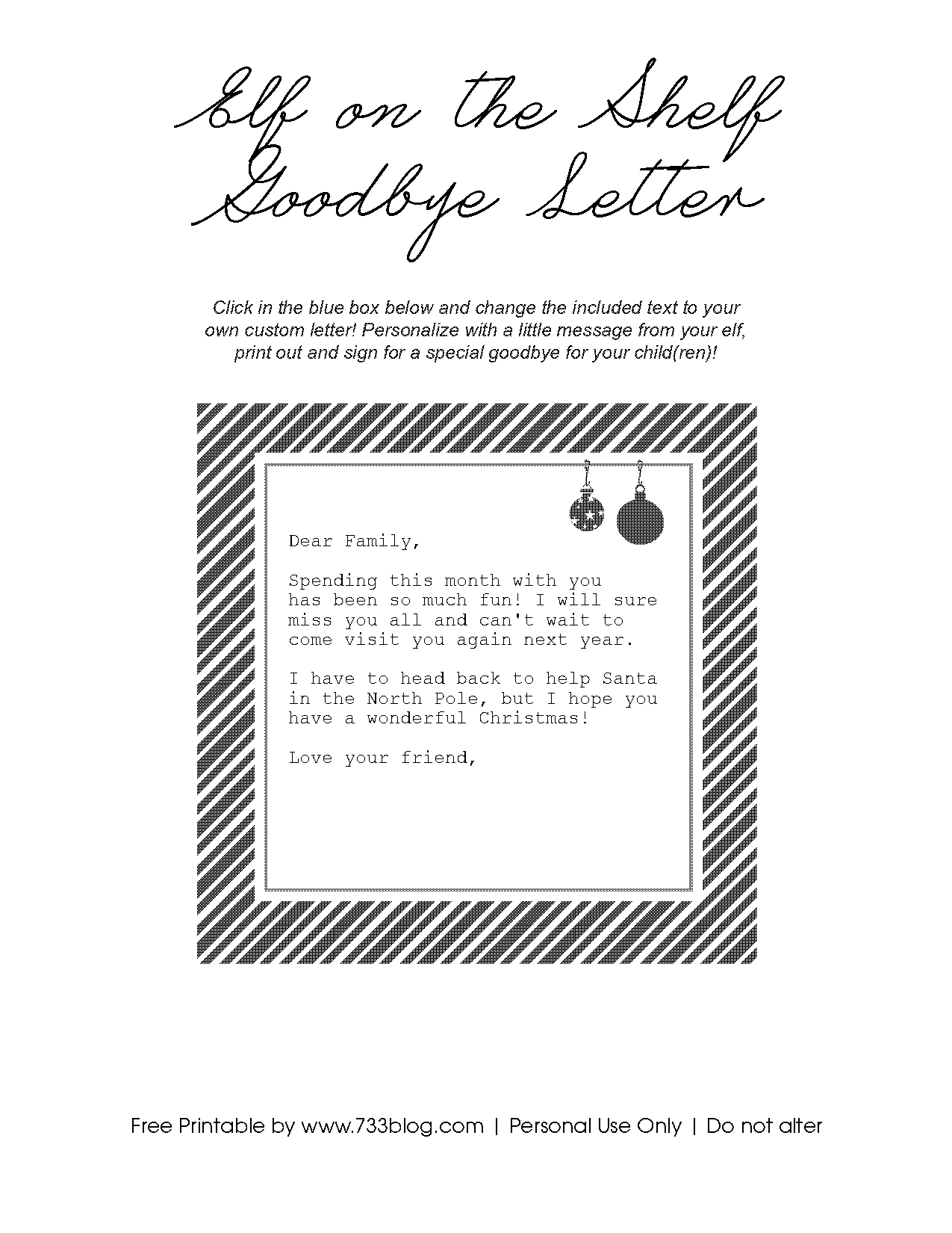 printable elf on the shelf letter template