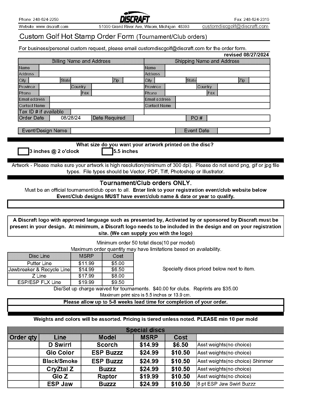 custom shirt order form template