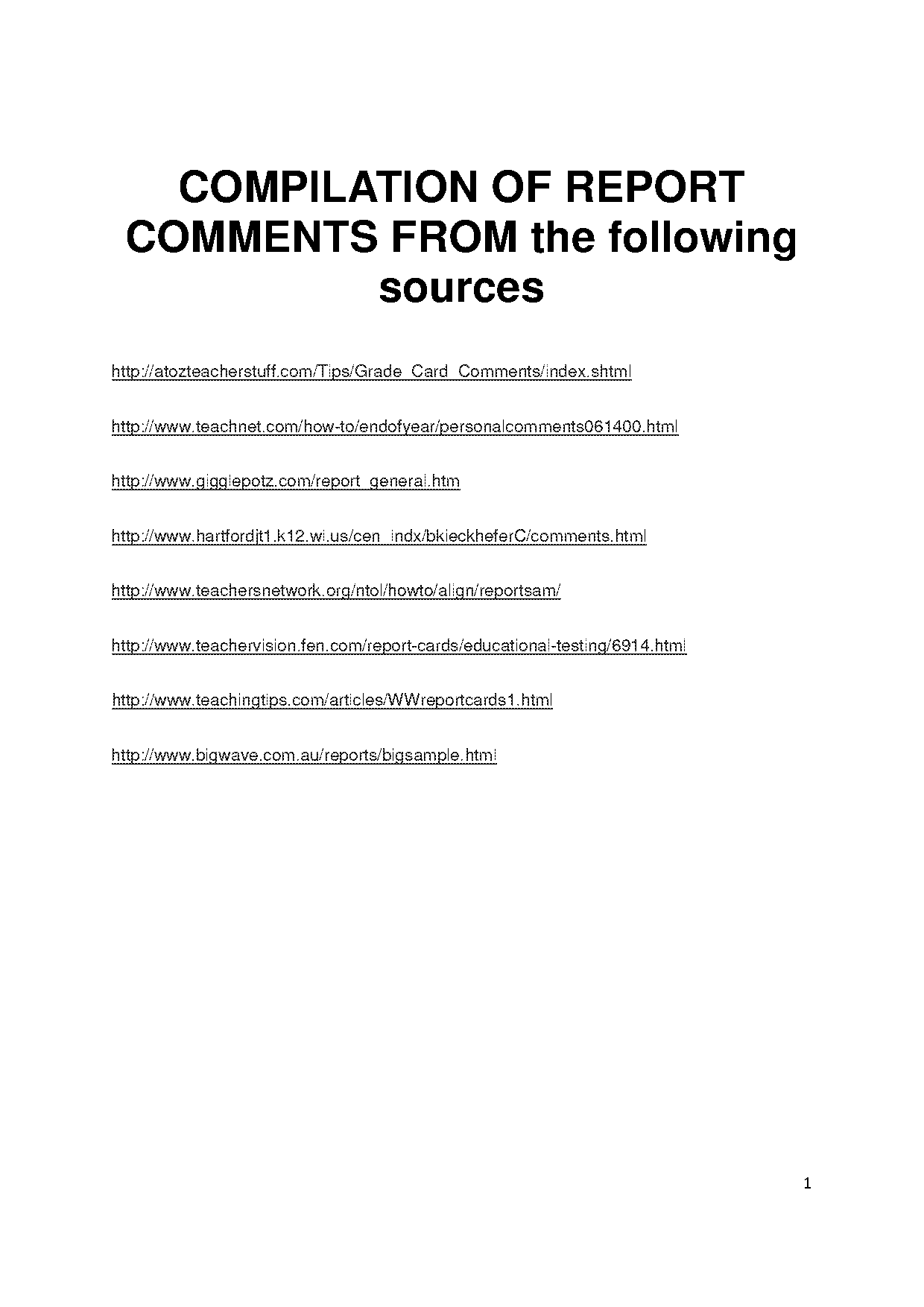 high school report comments english