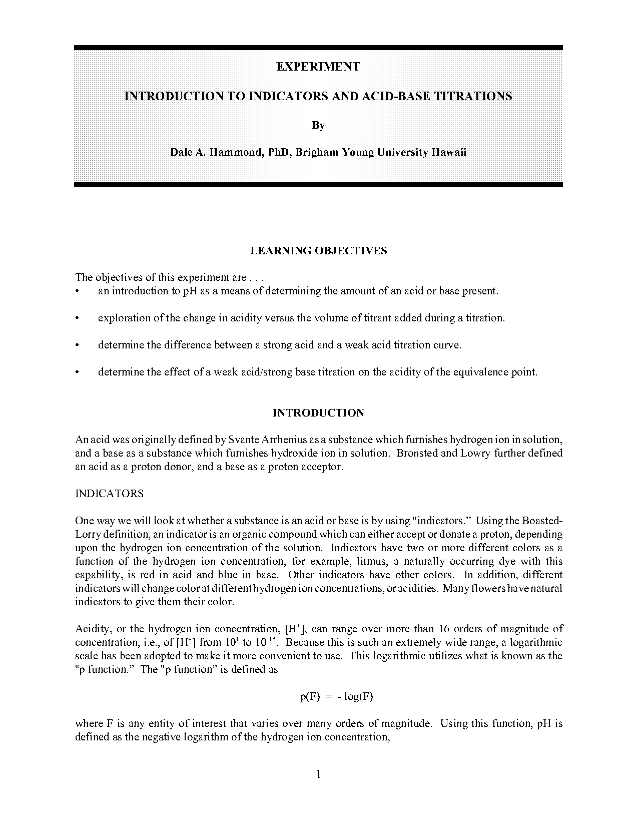 introduction to acids and bases lab report