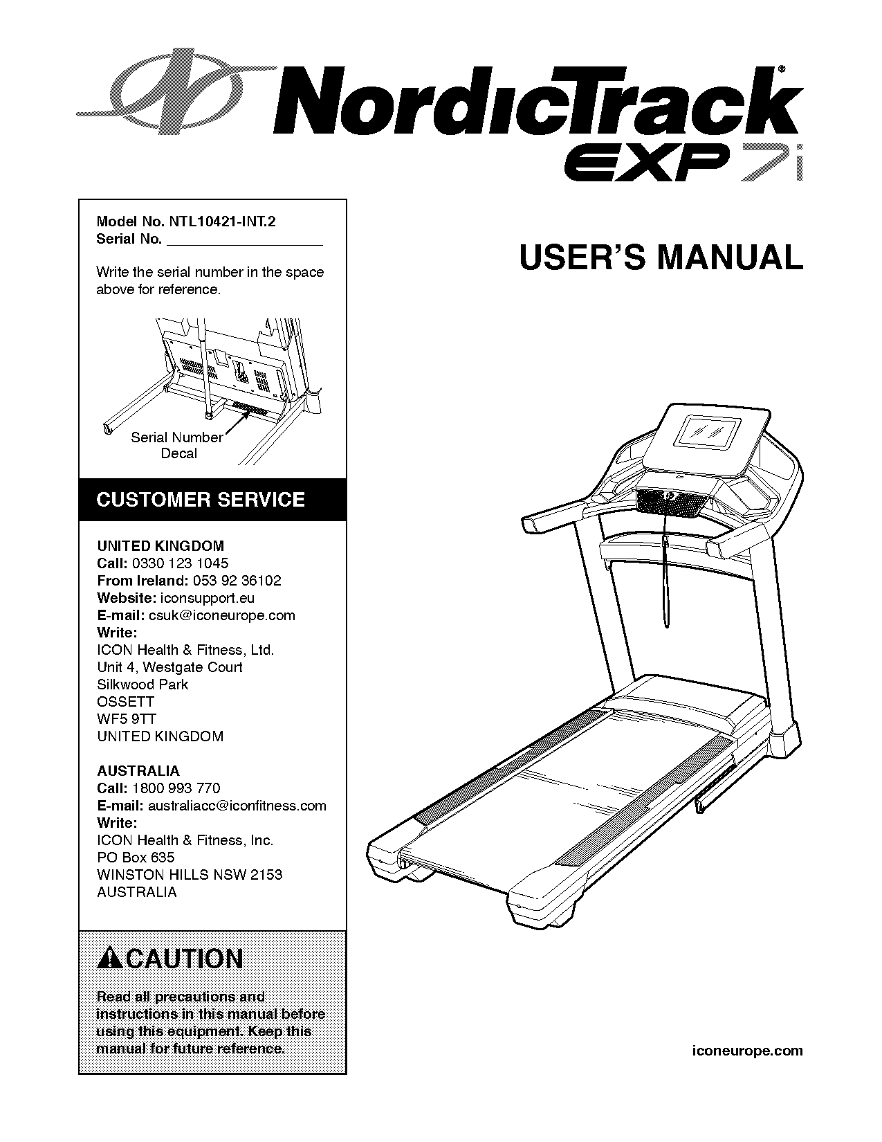 nordictrack treadmill operating instructions