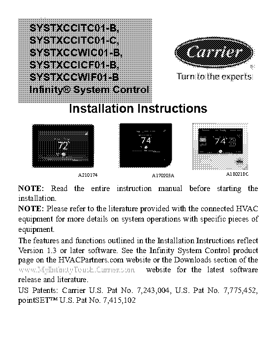 carrier central air thermostat manuals