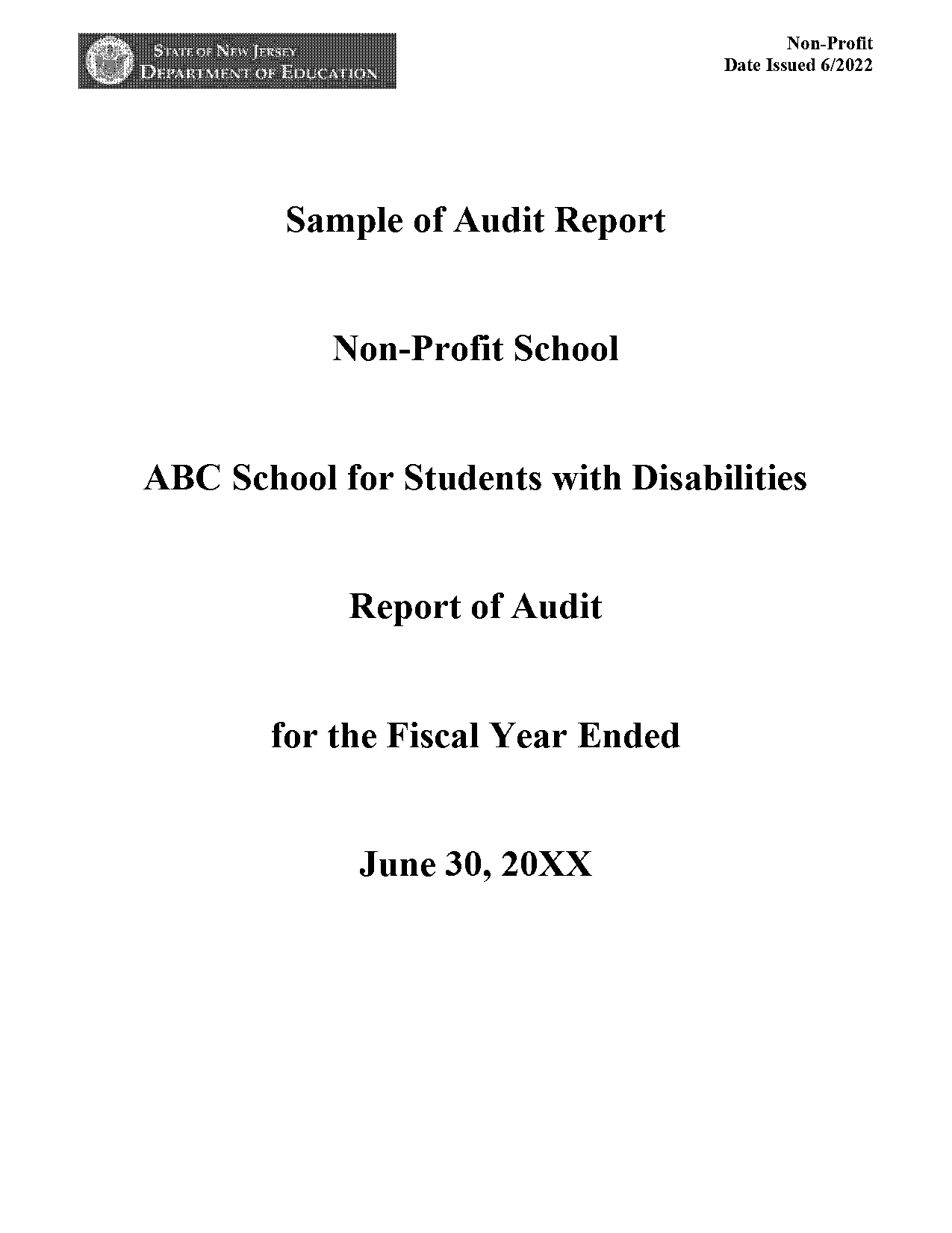 non profit internal audit report sample