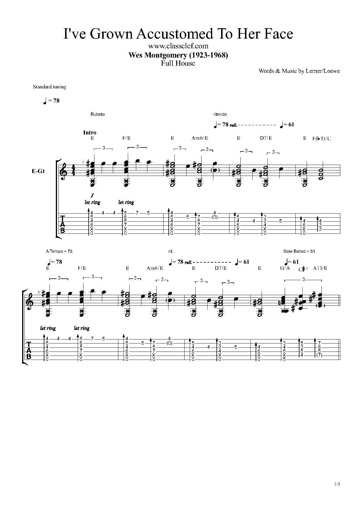 wes montgomery full house transcription pdf