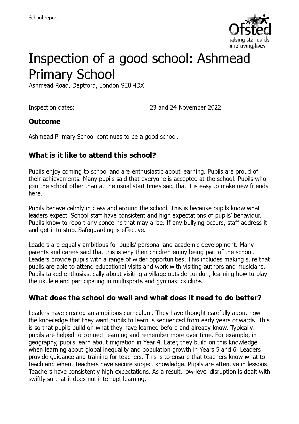 ashmead primary school lewisham term dates