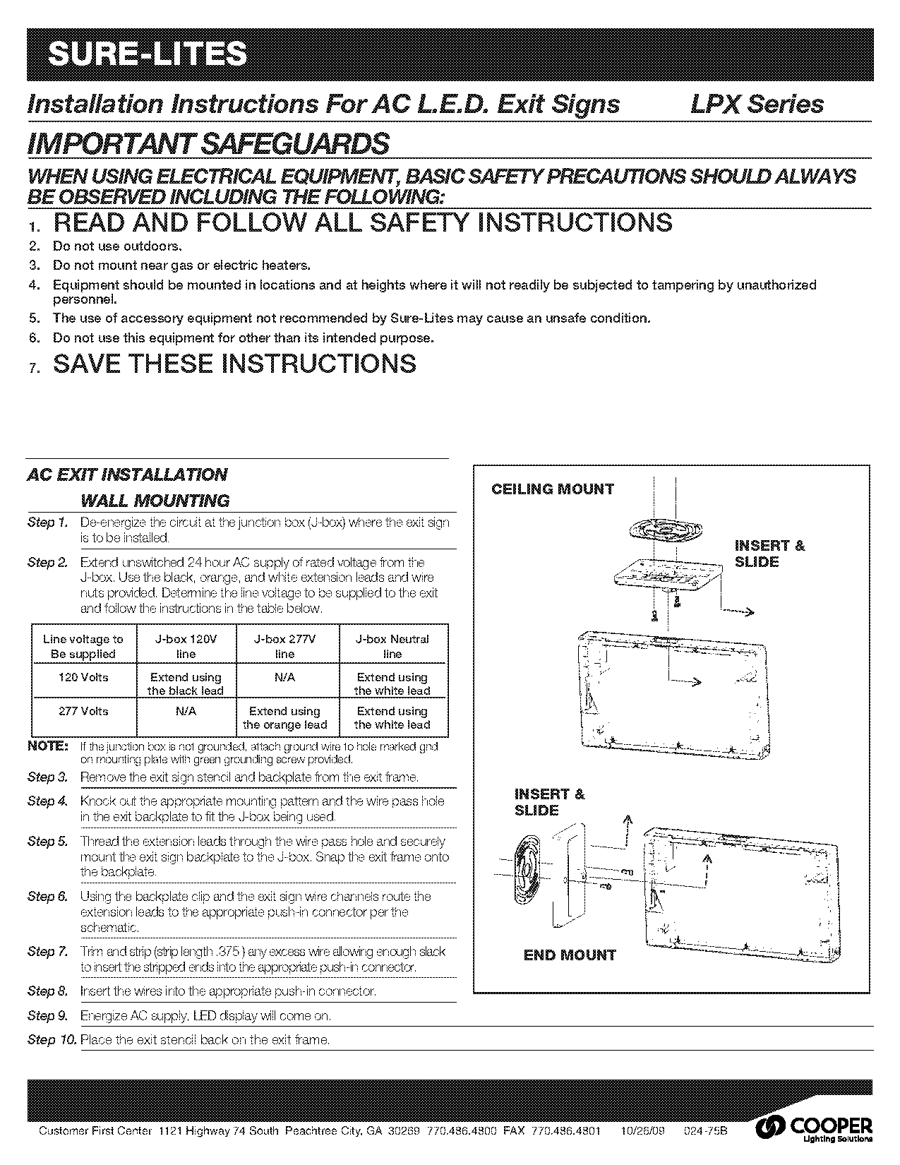 exit sign installation instructions