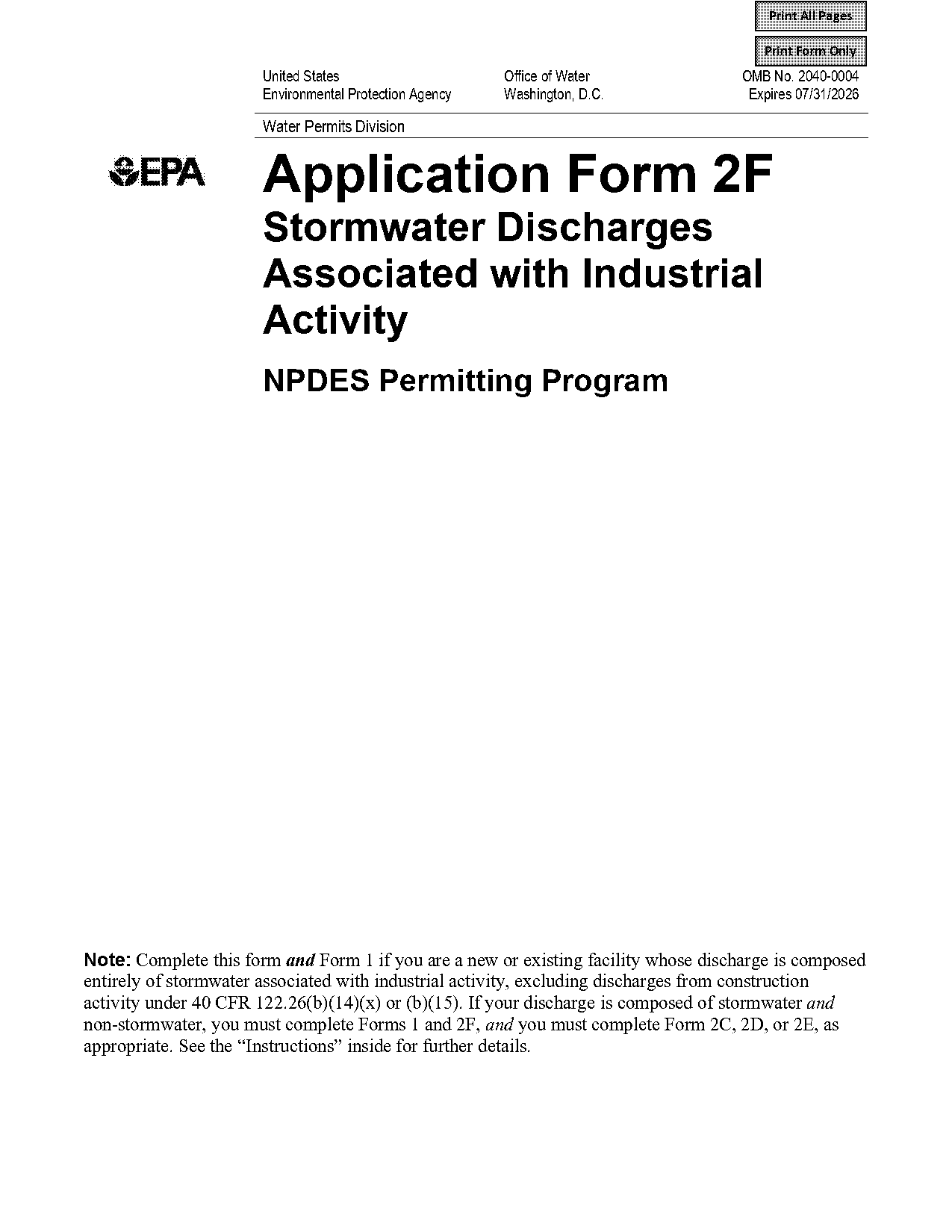 epa npdes permit renewal forms