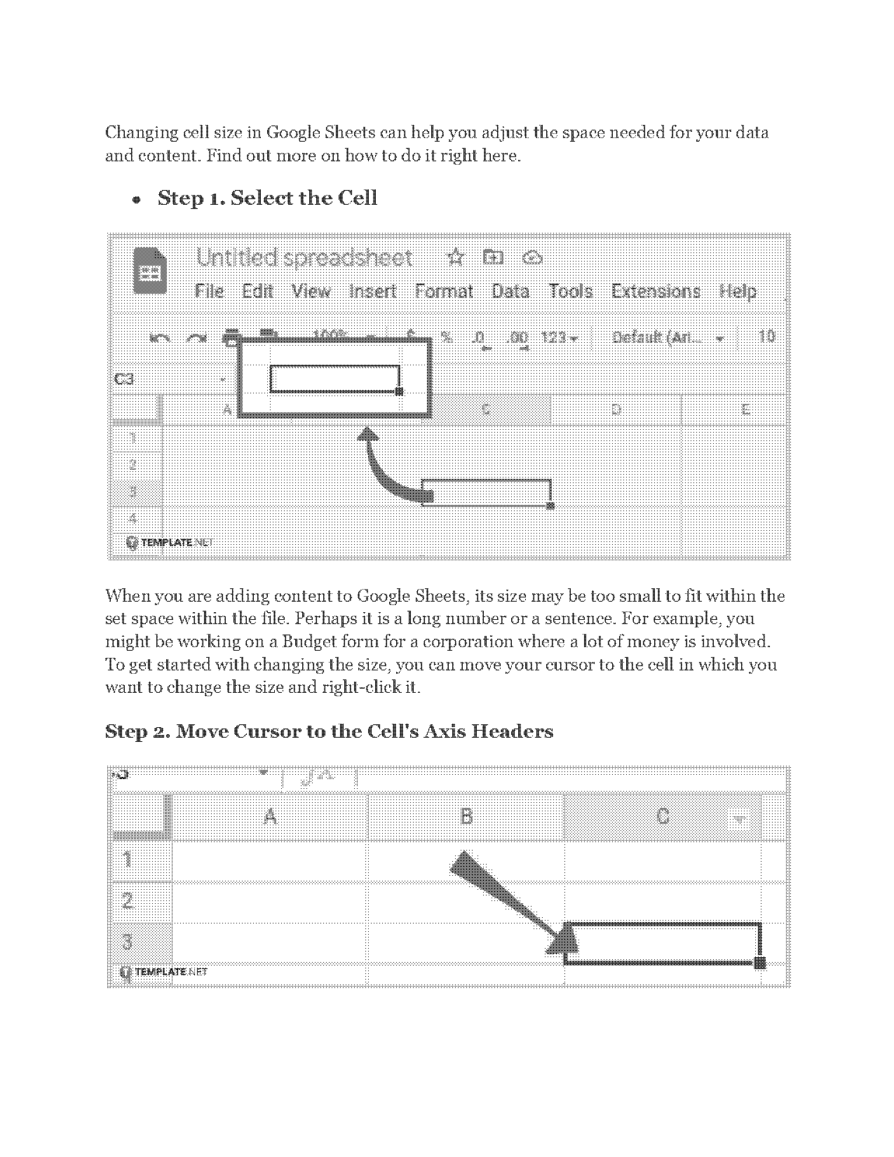 google spreadsheet border size