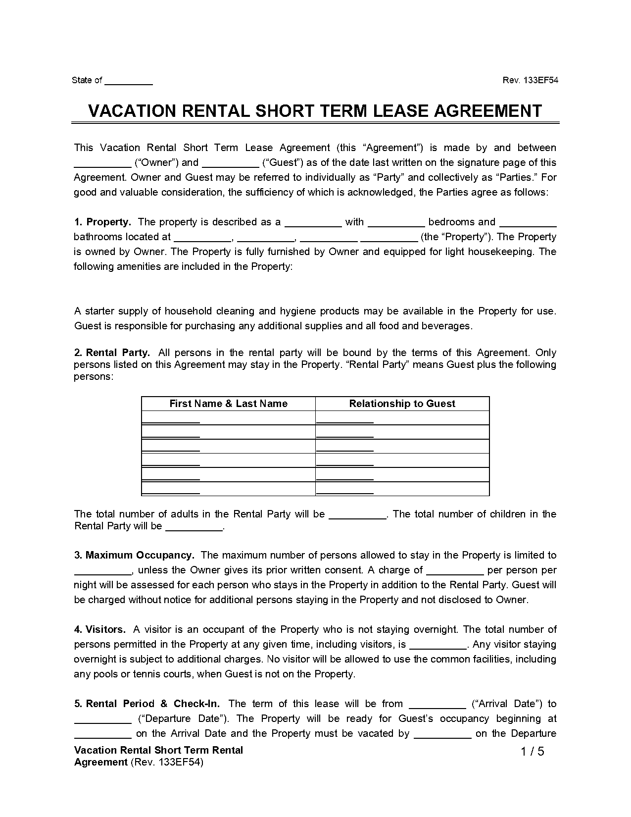 simple short monthly rental agreement